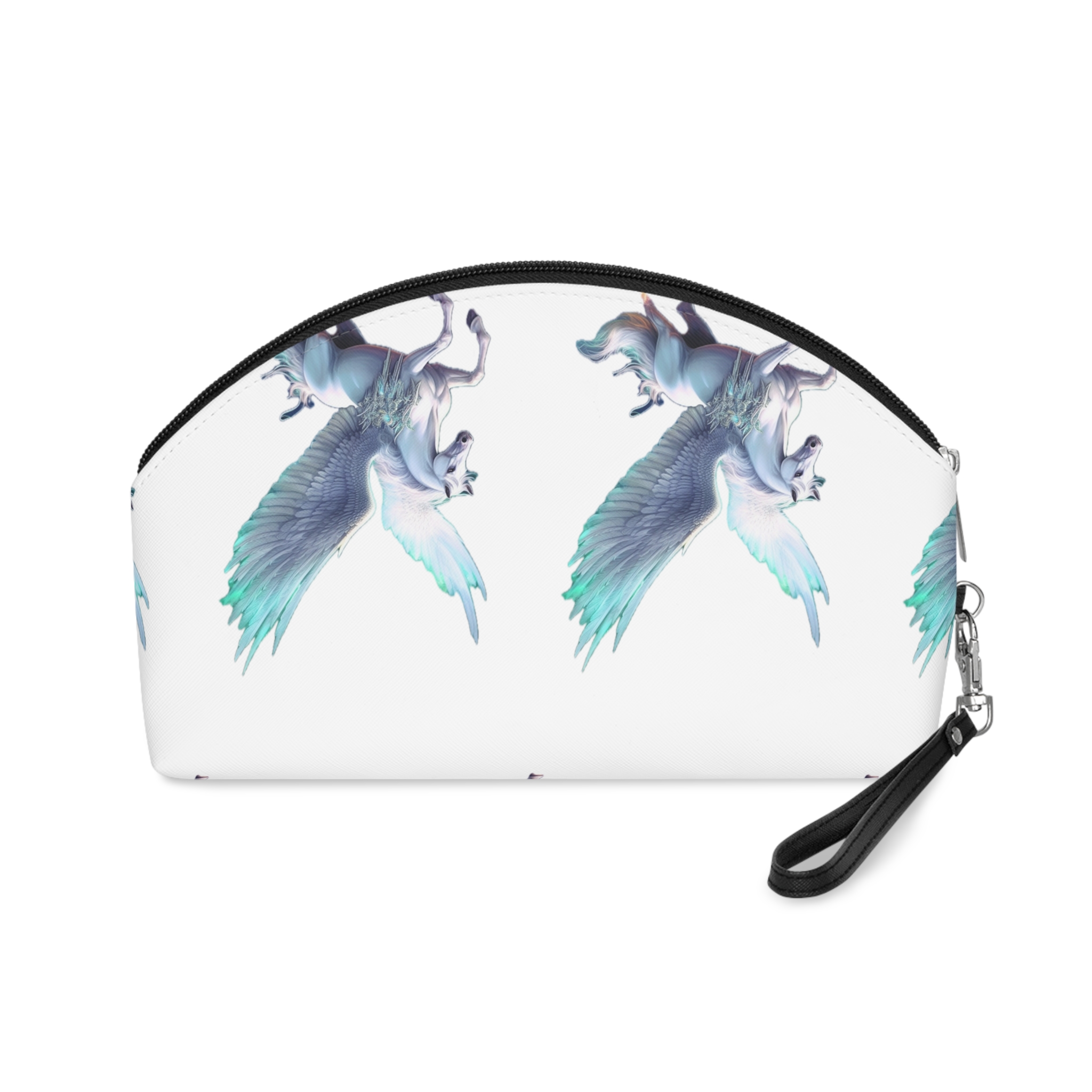 Unicorn With Wings Flying Sky With Full Moon Background Generative Ai Makeup Bag - Image 2