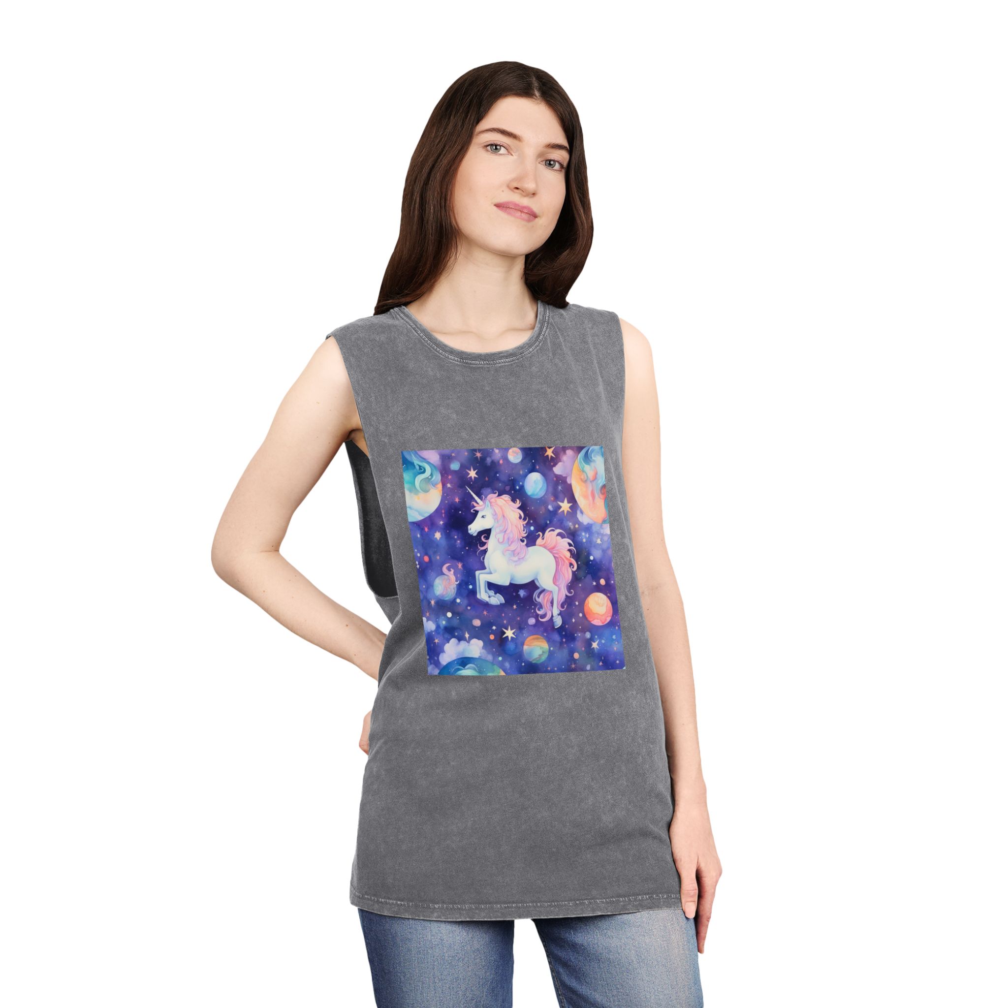 There Is Unicorn That Is Flying Through Sky Generative Ai Unisex Stonewash Tank Top - Image 12
