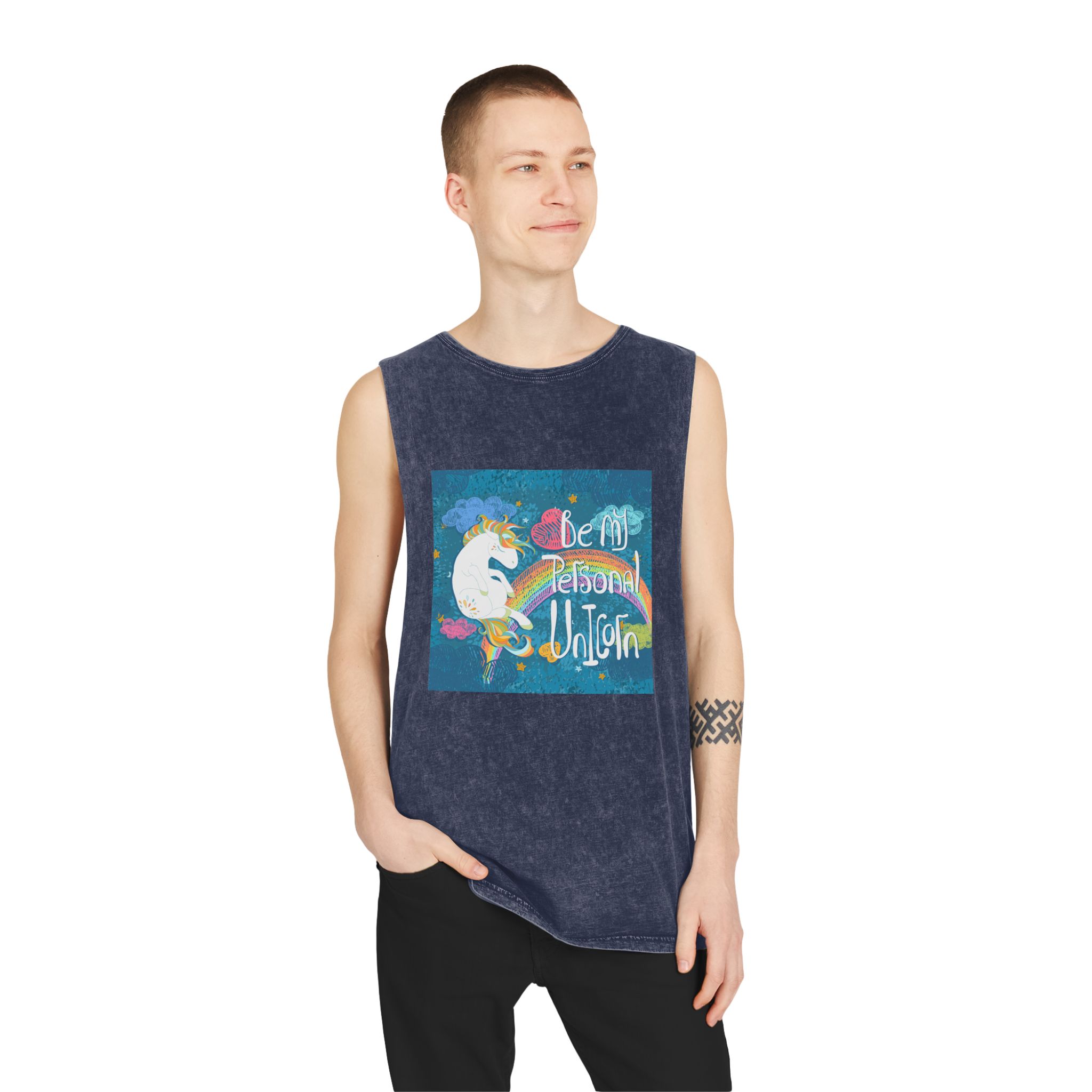 Be My Personal Unicorn Unisex Stonewash Tank Top - Image 15