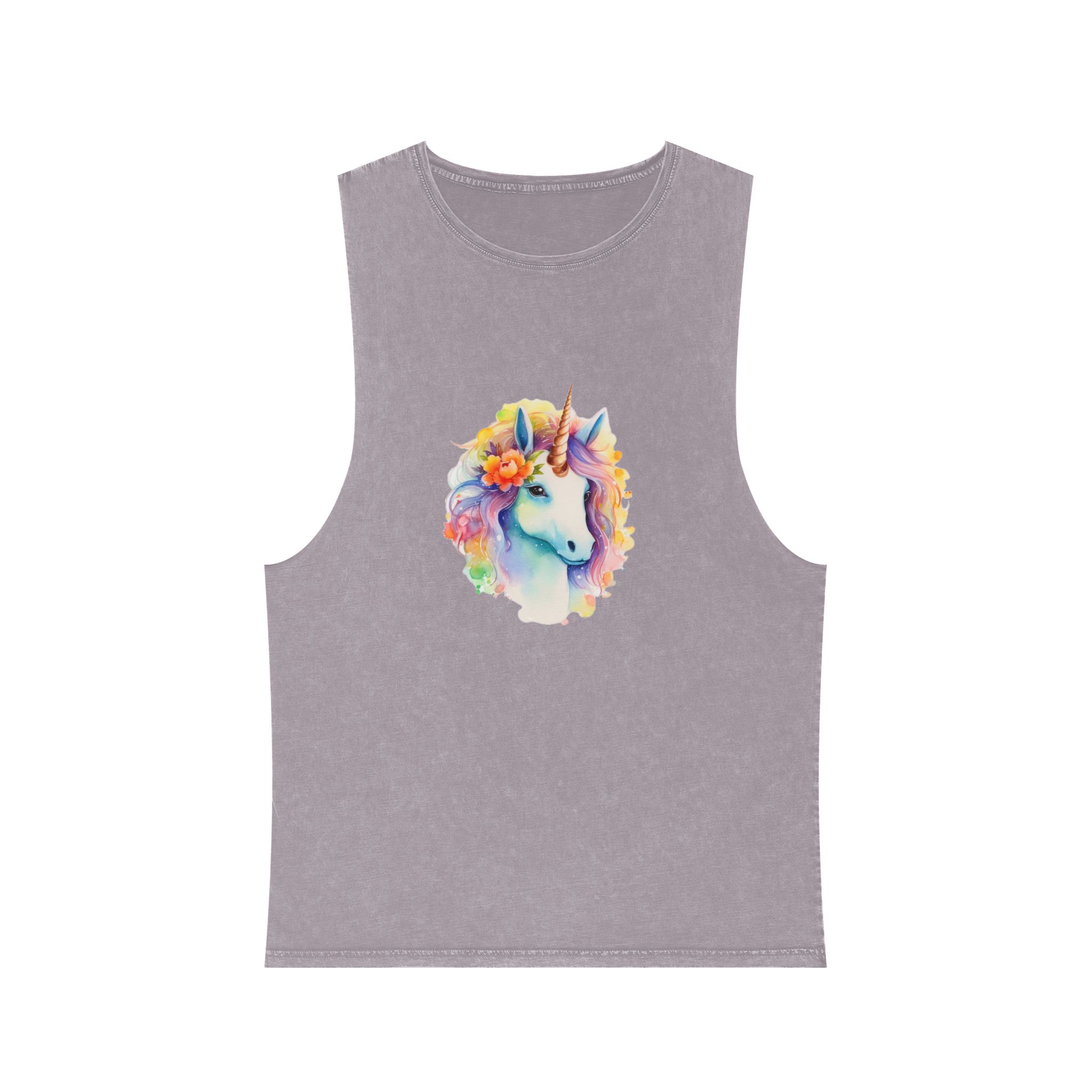 Painting Unicorn With Flower Crown Its Head Generative Ai Unisex Stonewash Tank Top - Image 17