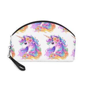 Cartoon Unicorn With Flower Crown Its Head Generative Ai Makeup Bag