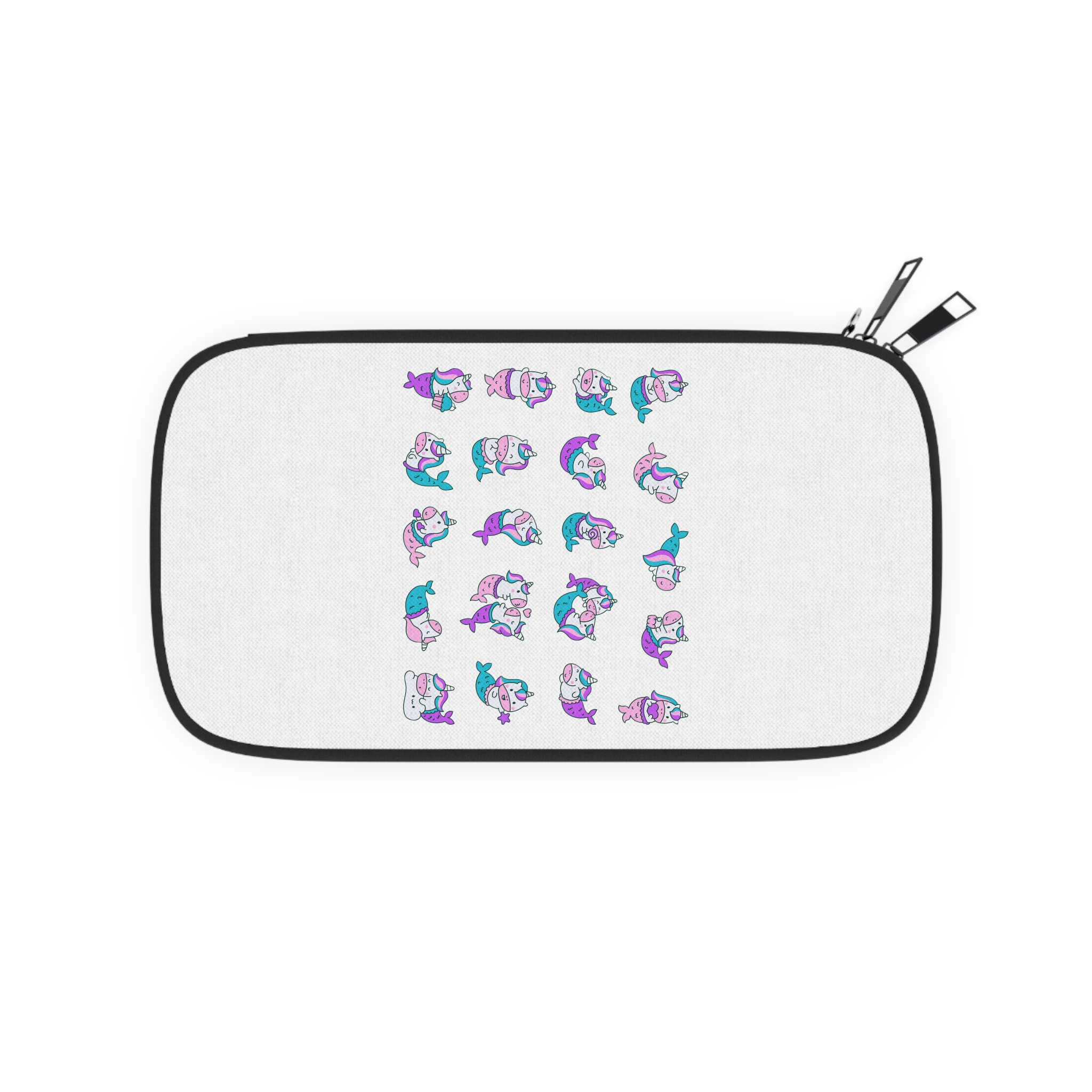 Cute Kawaii Unicorn Mermaid Fantasy Cartoon Characters Hand Drawn Style Passport Wallet