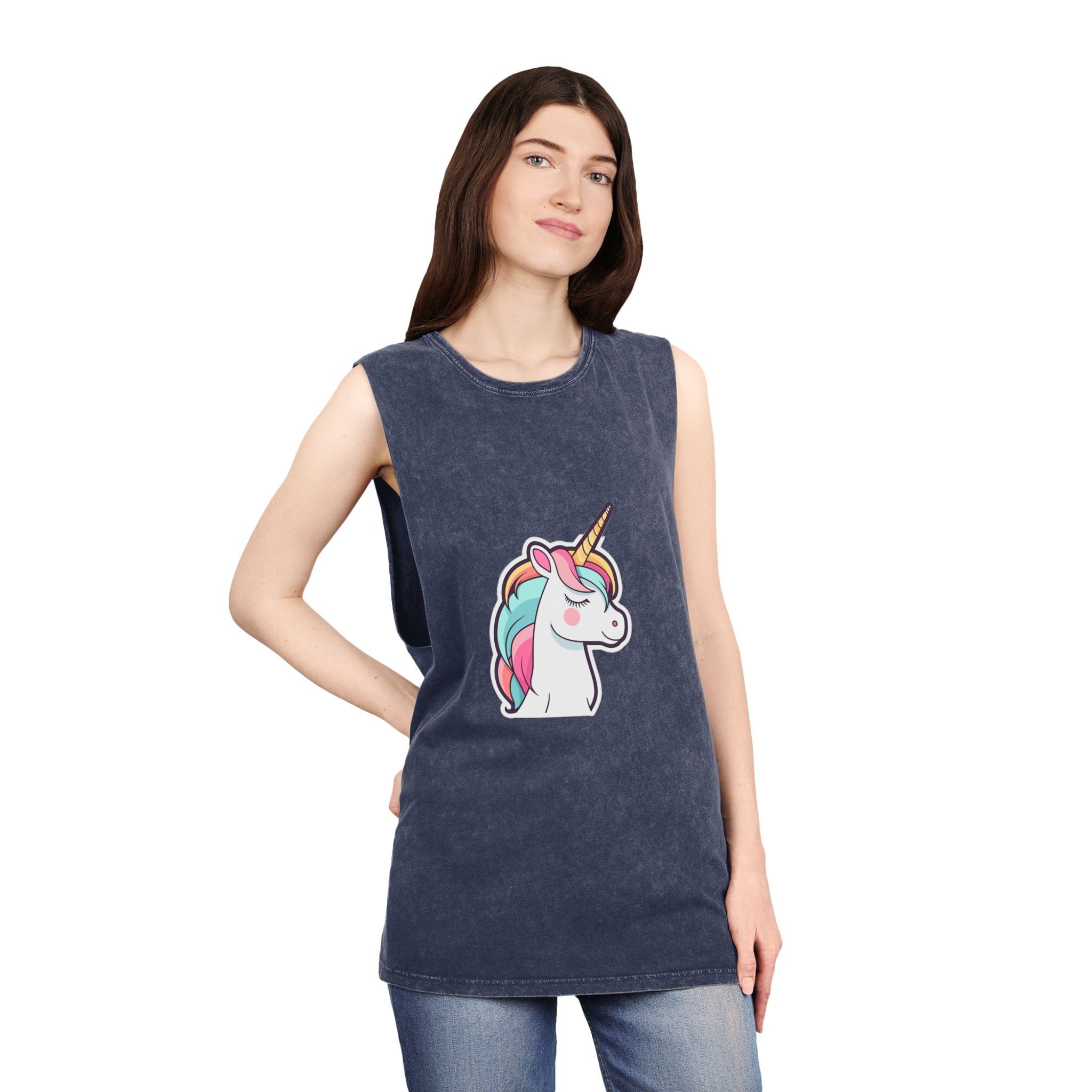 Unicorn Copy Unisex Stonewash Tank Top - Image 16