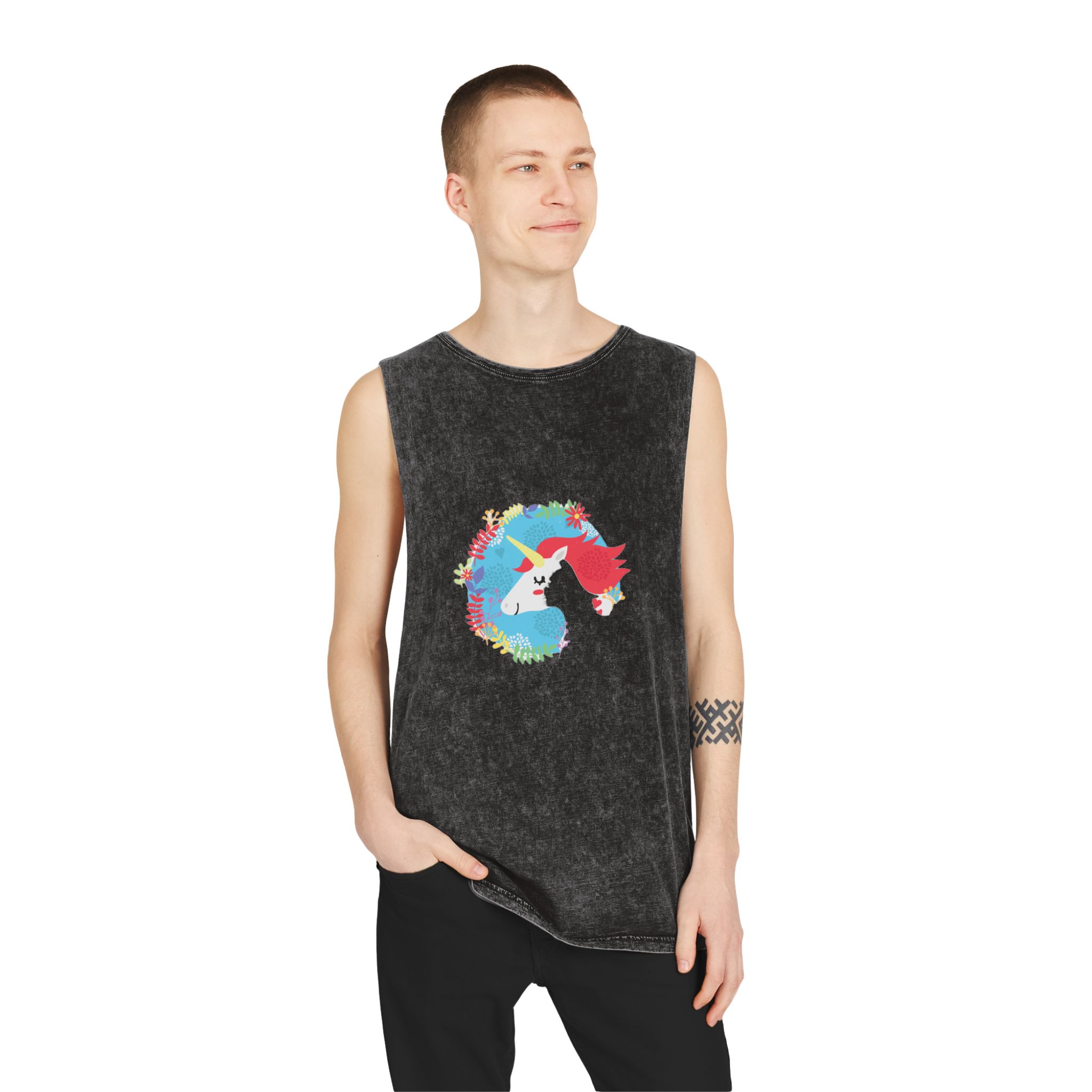 Unicorn V62 Unisex Stonewash Tank Top - Image 3