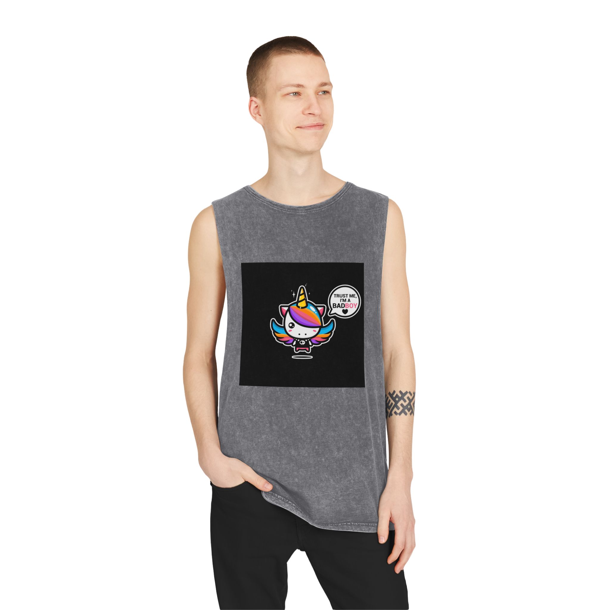 Cool Bad Boy Unisex Stonewash Tank Top - Image 11