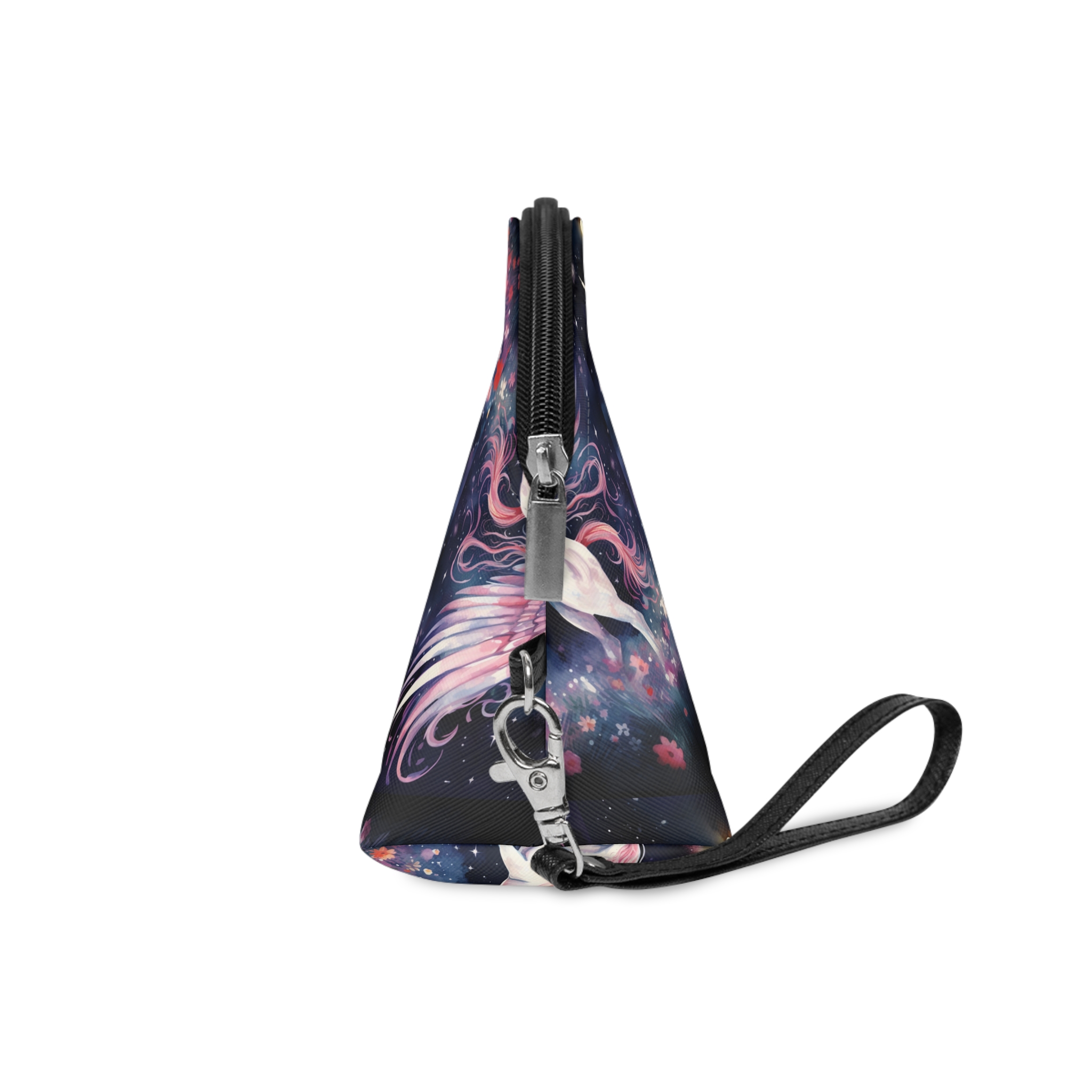 Unicorn With Wings Flying Night Sky With Flowers Generative Ai Makeup Bag - Image 3