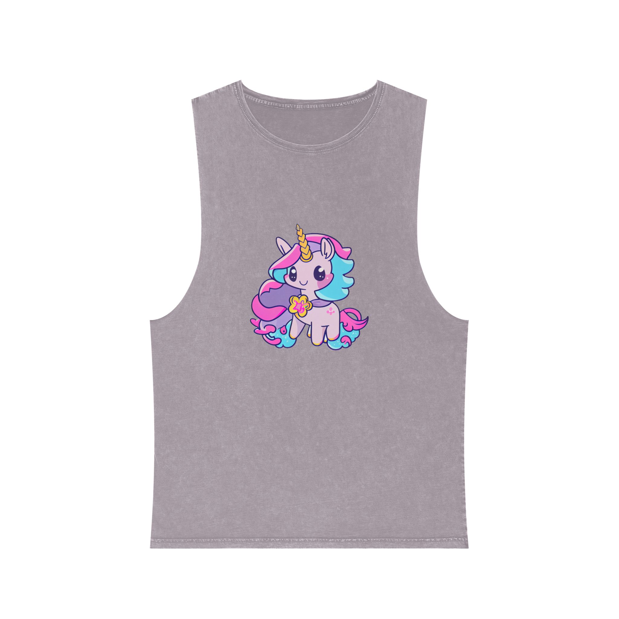 There Is Cartoon Unicorn With Heart Its Chest Generative Ai Unisex Stonewash Tank Top - Image 17
