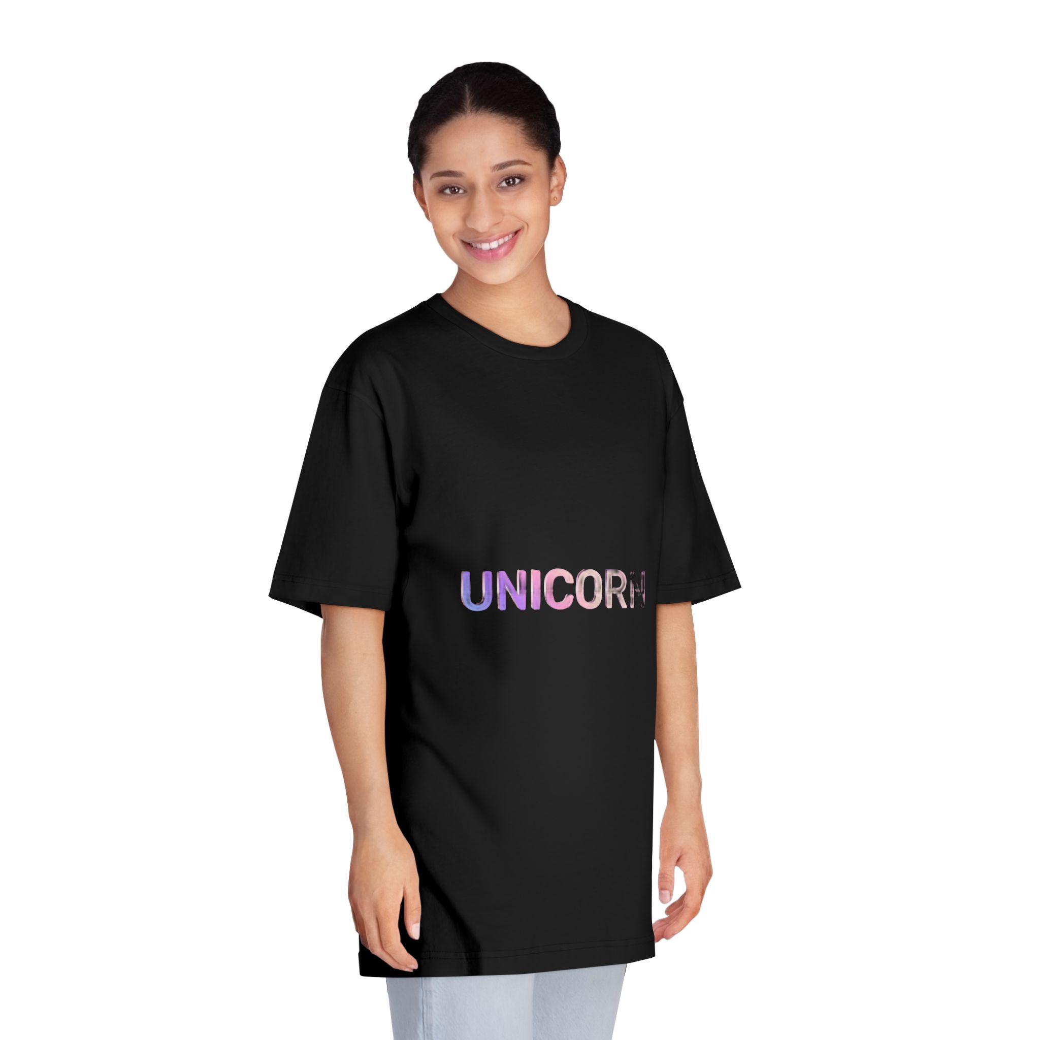 Unicorn Word Holographic Text Style Unisex Classic Crewneck T Shirt - Image 7