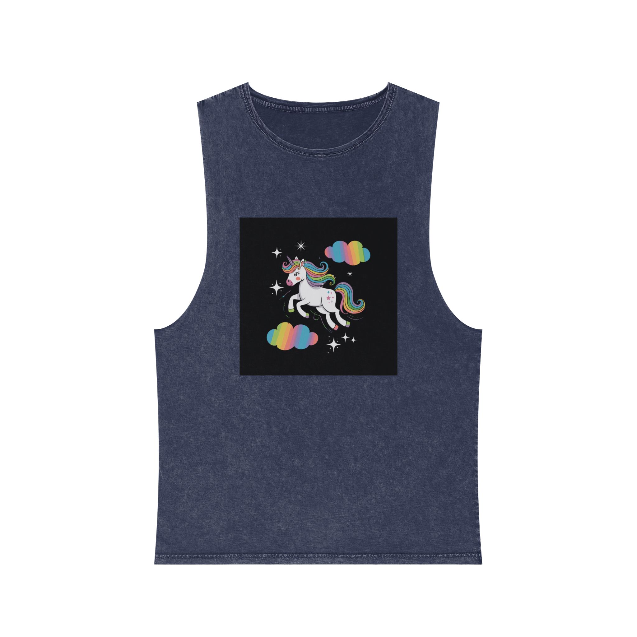 Rainbow With Rainbow It Words Unicorn Bottom Unisex Stonewash Tank Top - Image 13