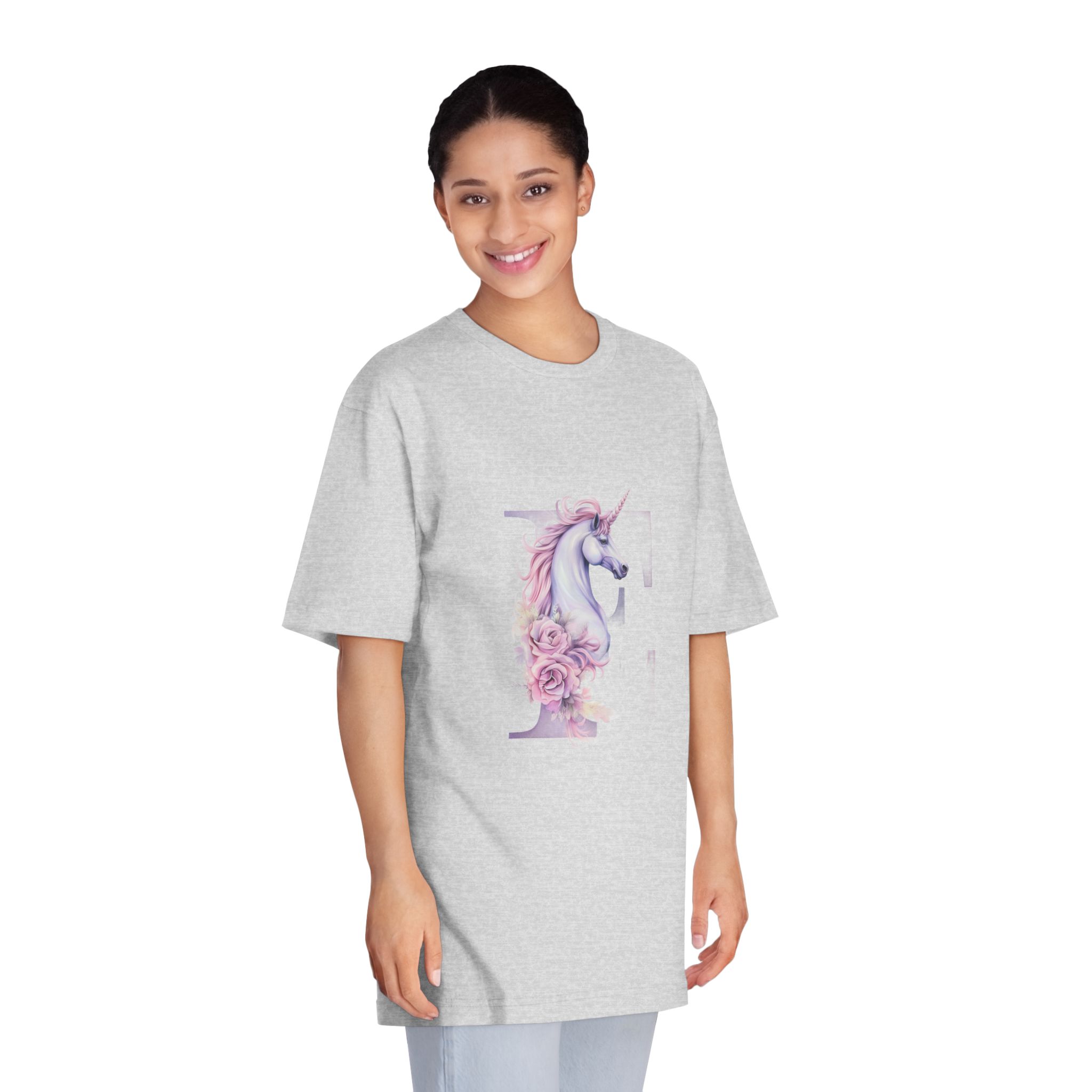 There Is Unicorn With Long Mane Flowers It Generative Ai (1) Unisex Classic Crewneck T Shirt - Image 15