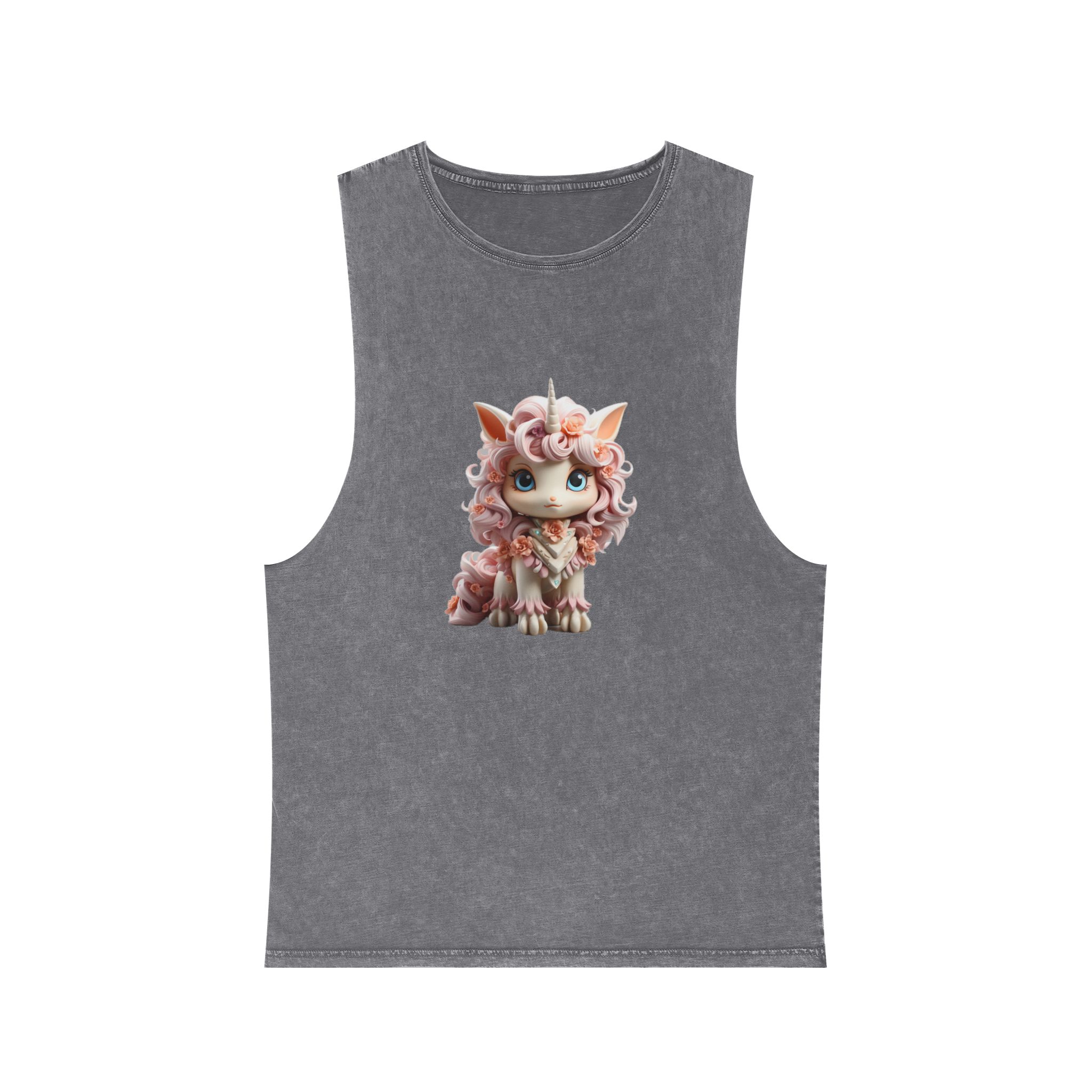 There Is Small Toy Unicorn With Pink Hair Generative Ai Unisex Stonewash Tank Top - Image 9