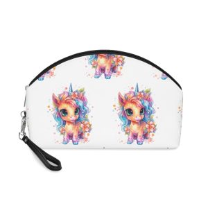 Cute Colorful Magic Unicorn With Flowers Watercolor Style (1) Copia Makeup Bag