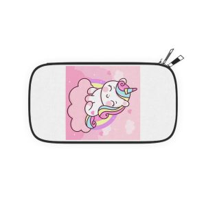 Cute Unicorn Vector On Sweet Cloud and Heart With Rainbow Pony Cartoon Kawaii Animals Background Valentines Day Gift Passport Wallet