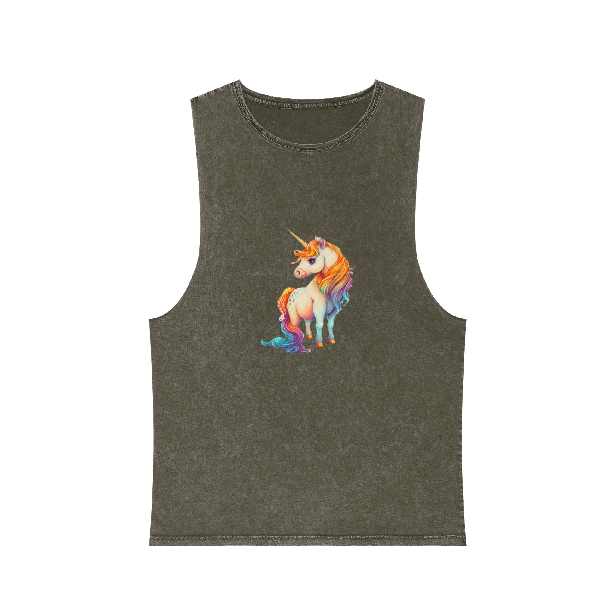 Cute Adorable Lovely Unicorn Colorful With Gradients Background Unisex Stonewash Tank Top - Image 5