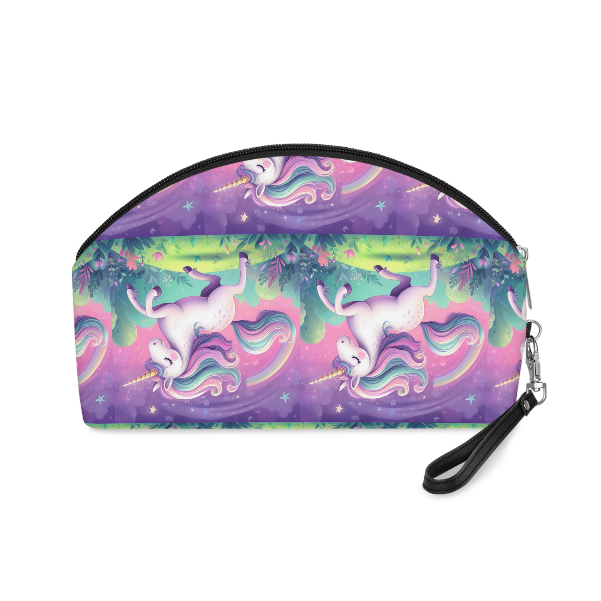 Beautiful Unicorn Running Magical Meadow Unicorn Background Images Whimsical Unicorn (47) Makeup Bag - Image 2
