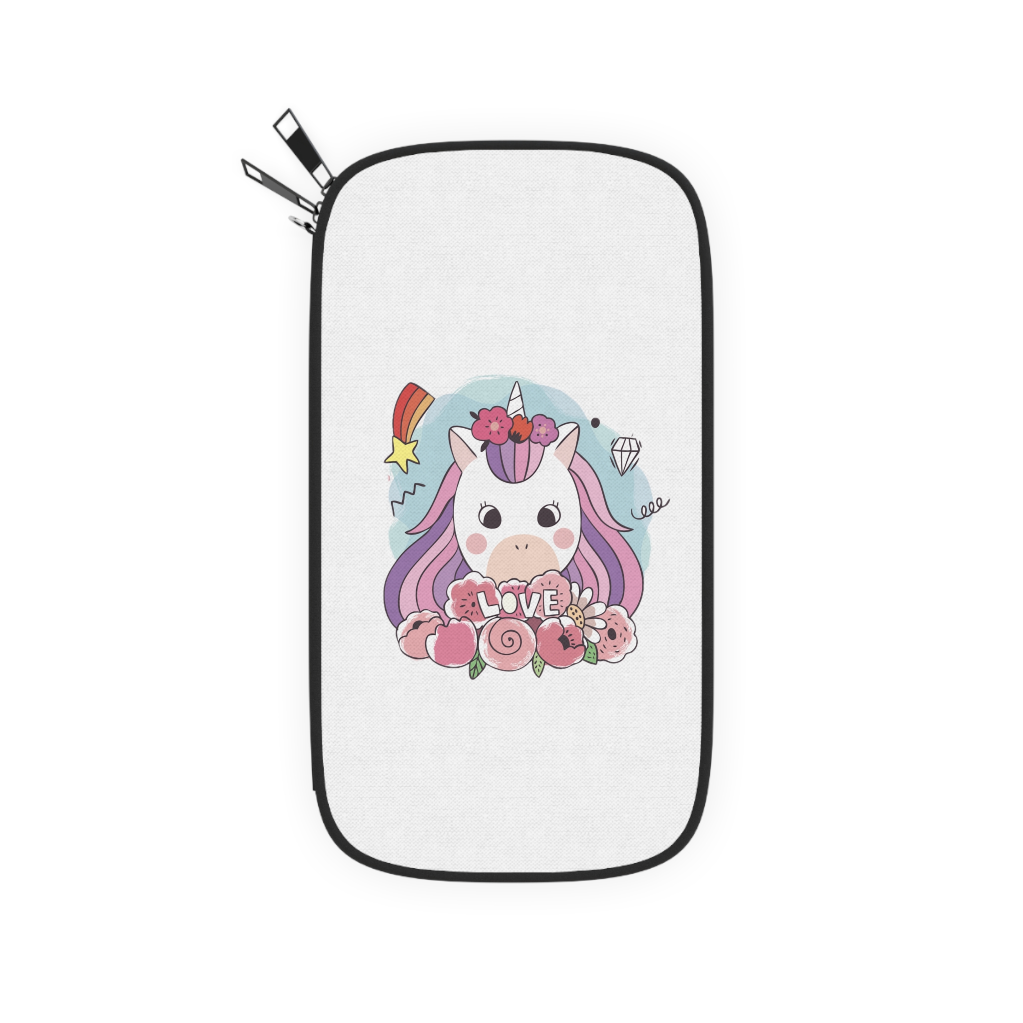 Cartoon Cute Sweet Unicorns Flower Passport Wallet - Image 2