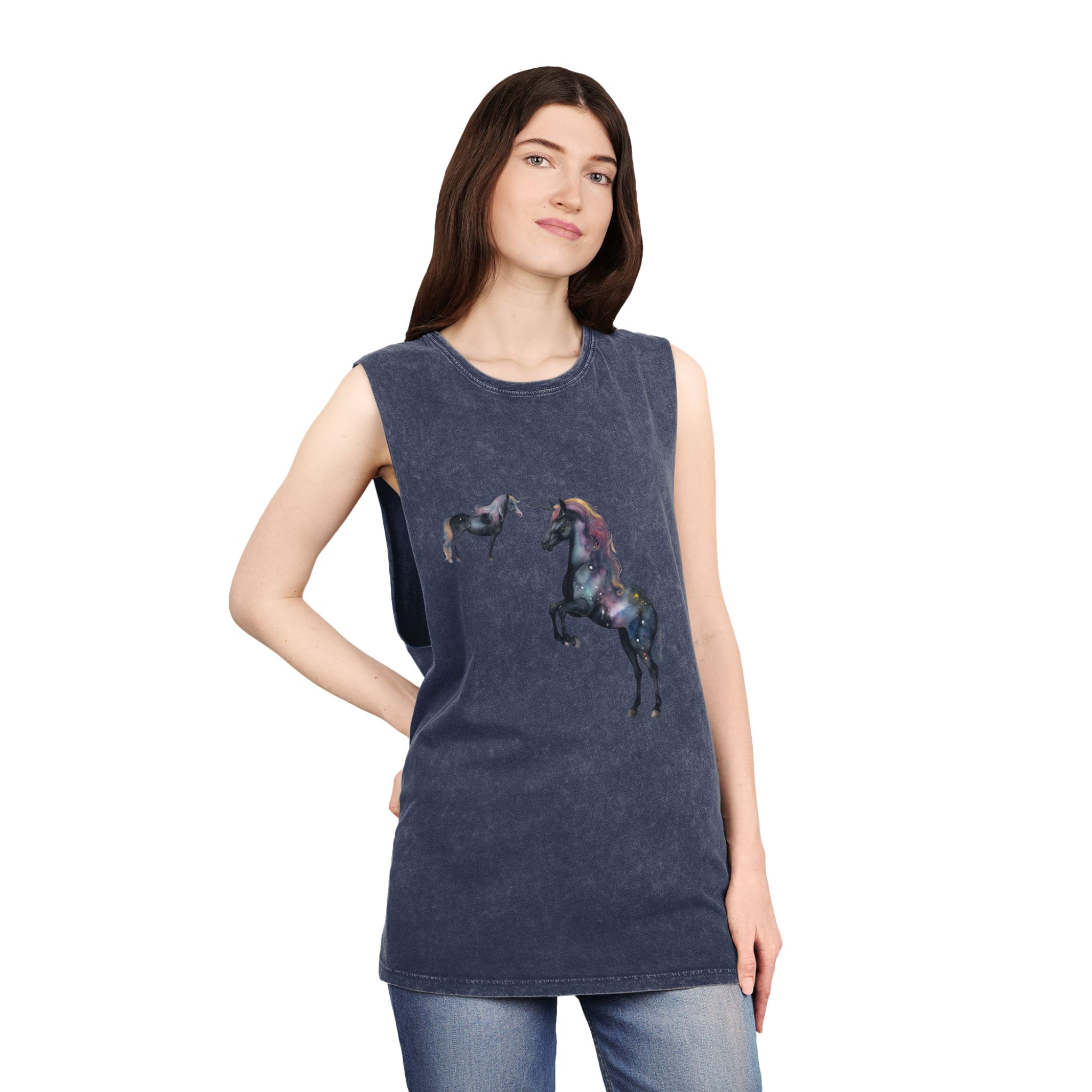 There Are Lot Different Unicorns That Are Painted Watercolor Generative Ai Unisex Stonewash Tank Top - Image 16