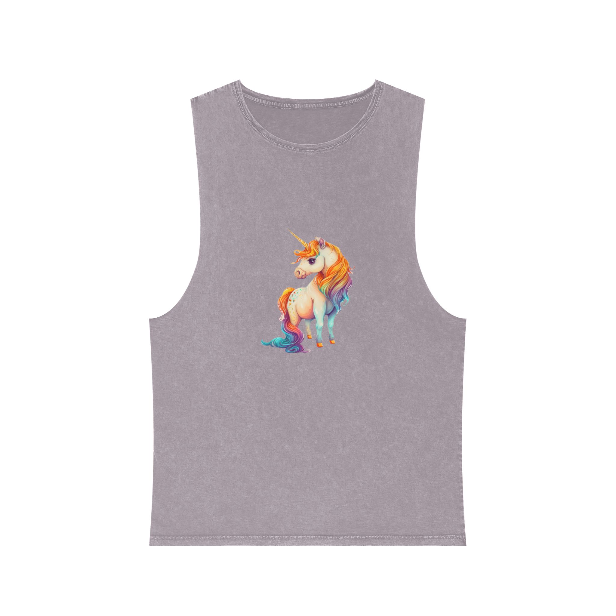 Cute Adorable Lovely Unicorn Colorful With Gradients Background Unisex Stonewash Tank Top - Image 17