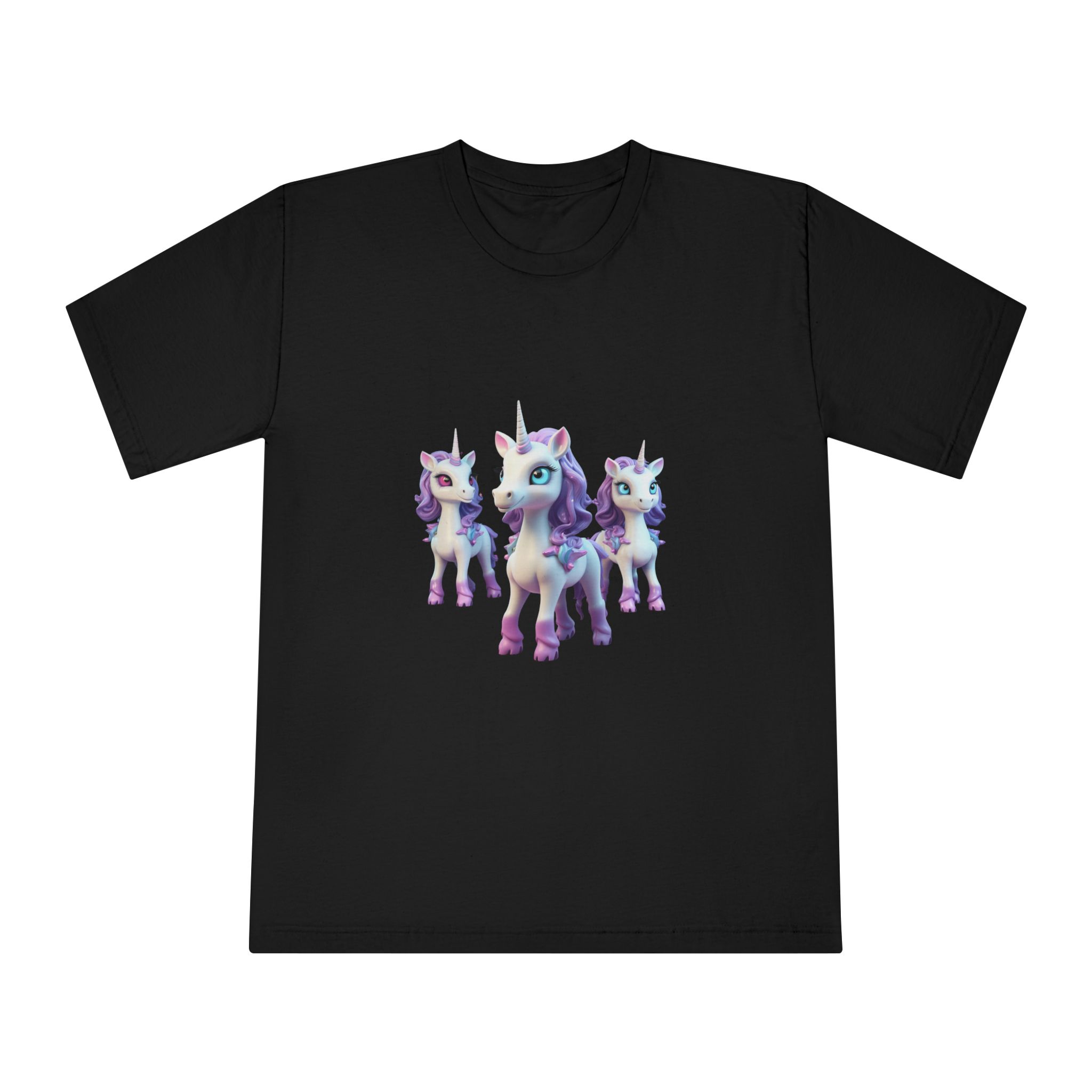 Mythical Unicorn Kids Figurine Style (2) Unisex Classic Crewneck T Shirt - Image 5