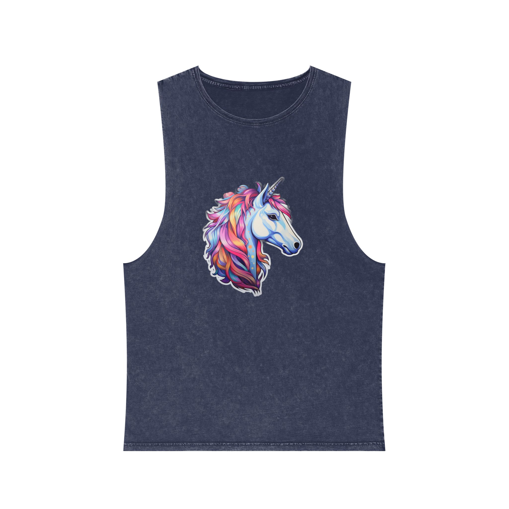 Sticker Unicorn Unisex Stonewash Tank Top - Image 13