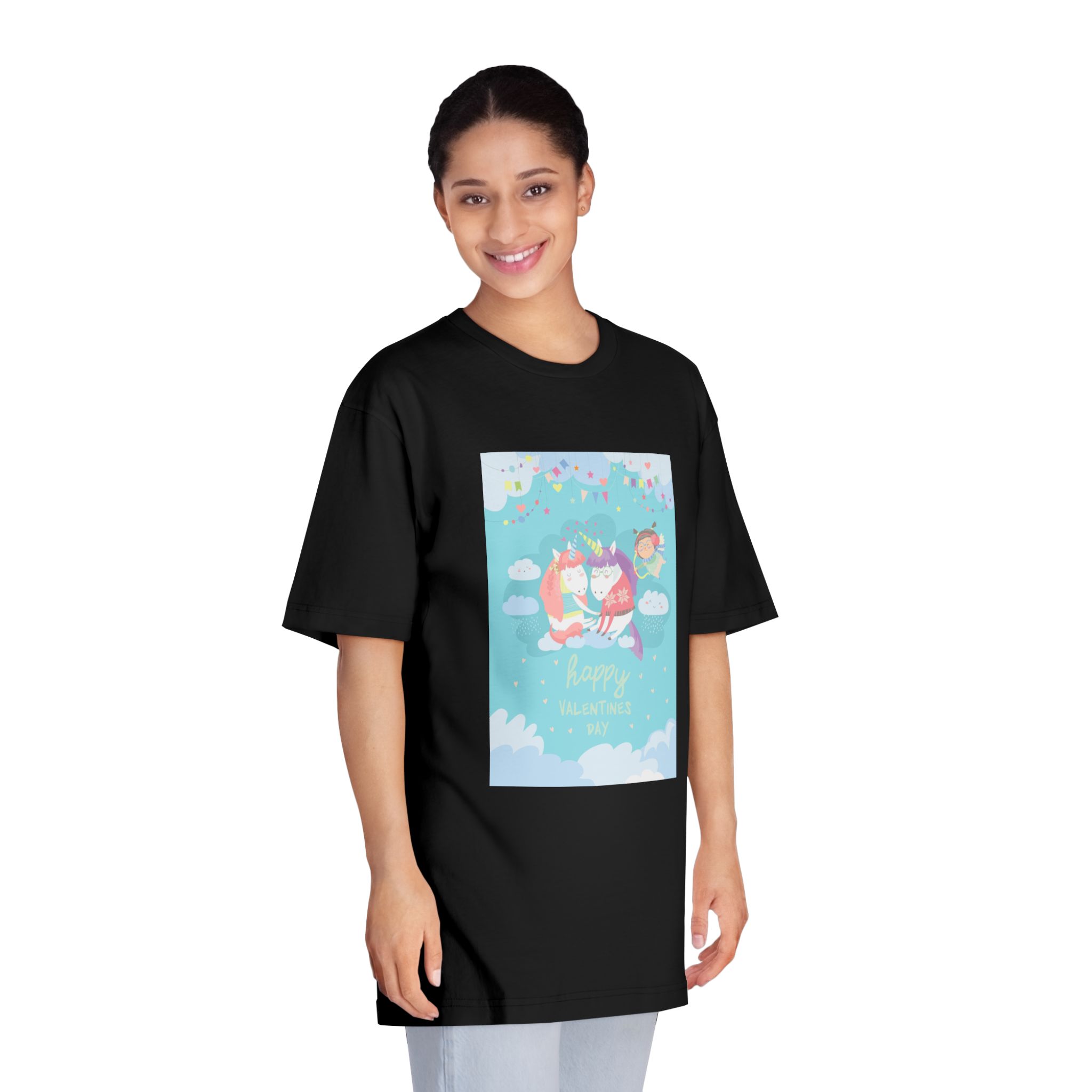 Cute Card With Fairy Unicorns Love Unisex Classic Crewneck T Shirt - Image 7