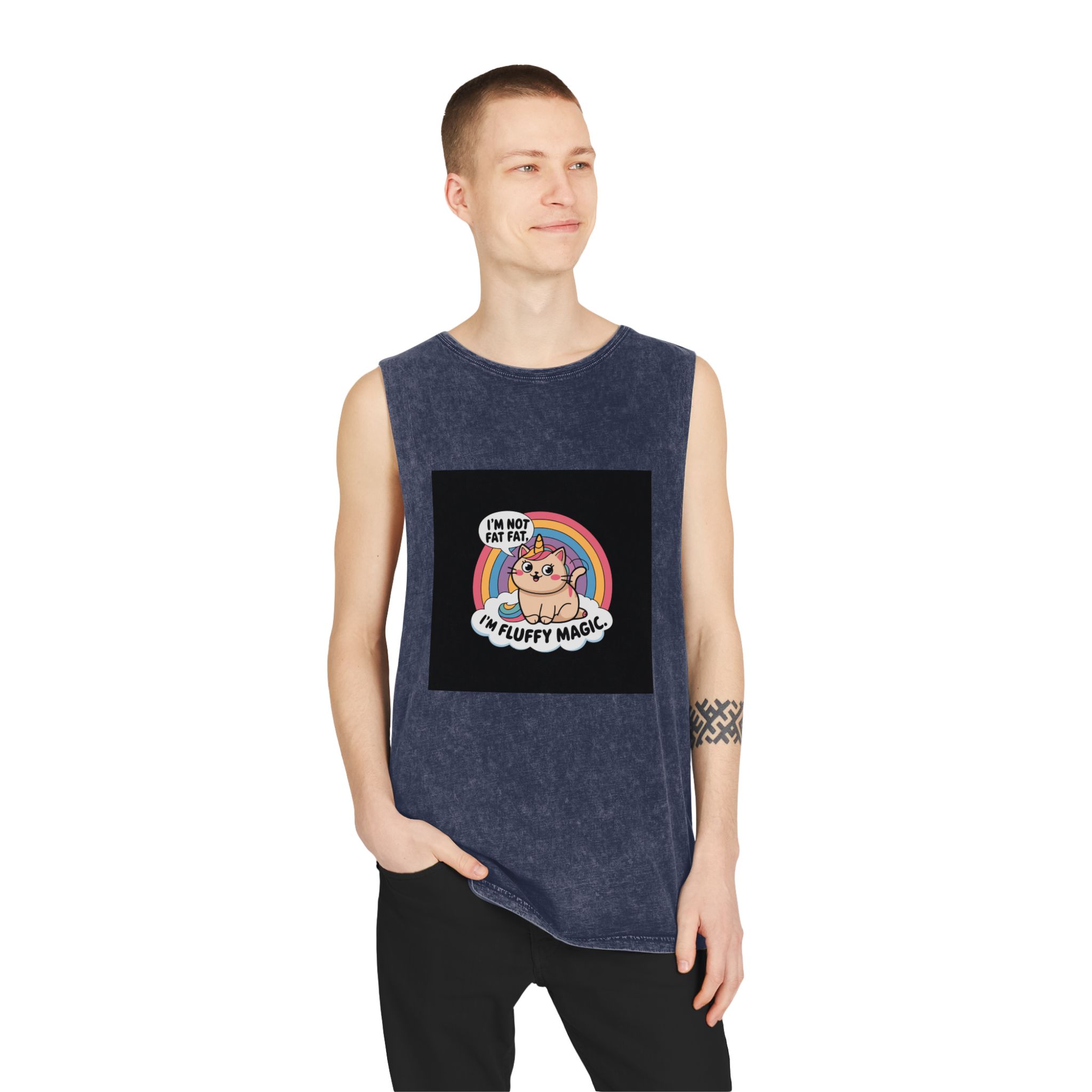 I'm Not Fat Unisex Stonewash Tank Top - Image 15