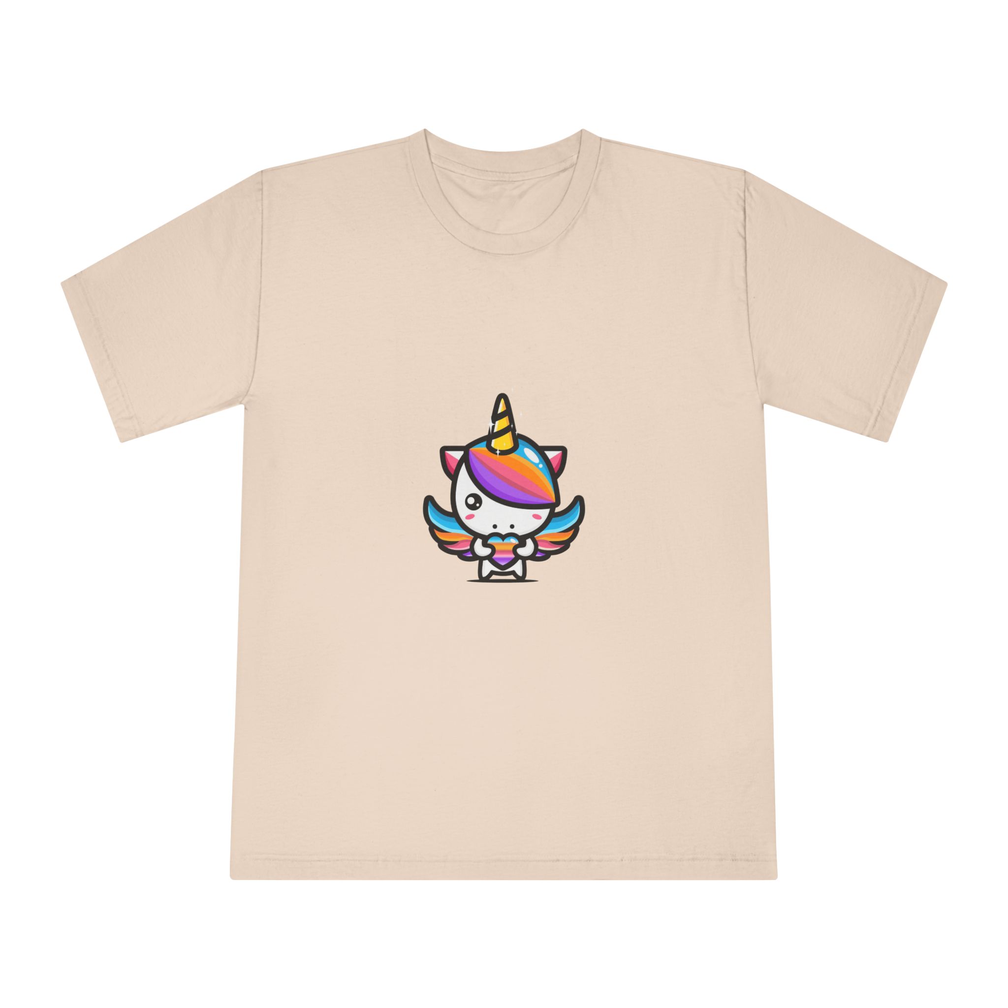 Cute Unicorn Hugging Colorful Heart Unisex Classic Crewneck T Shirt - Image 9