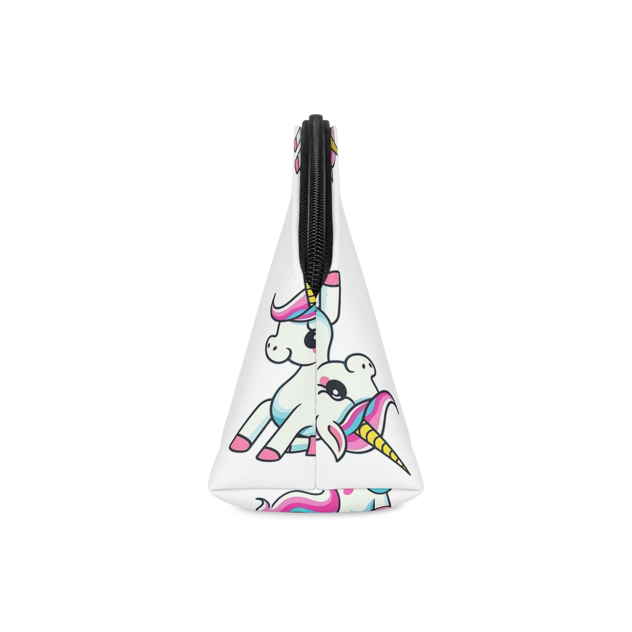 Cartoon Unicorn With Pink Mane Stars Blue Background Generative Ai Makeup Bag - Image 4
