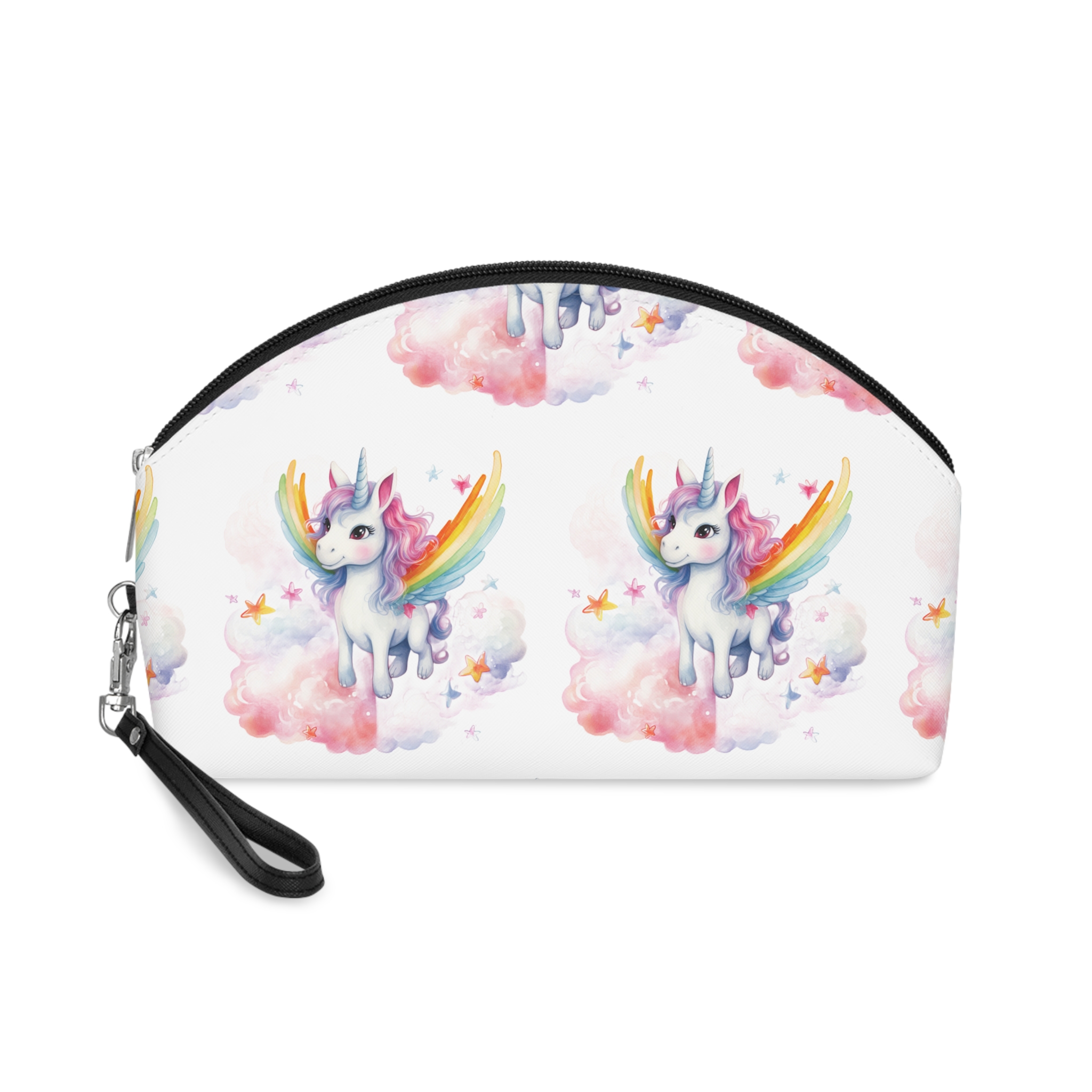 There Is Unicorn With Rainbow Mane Wings Cloud Generative Ai Makeup Bag