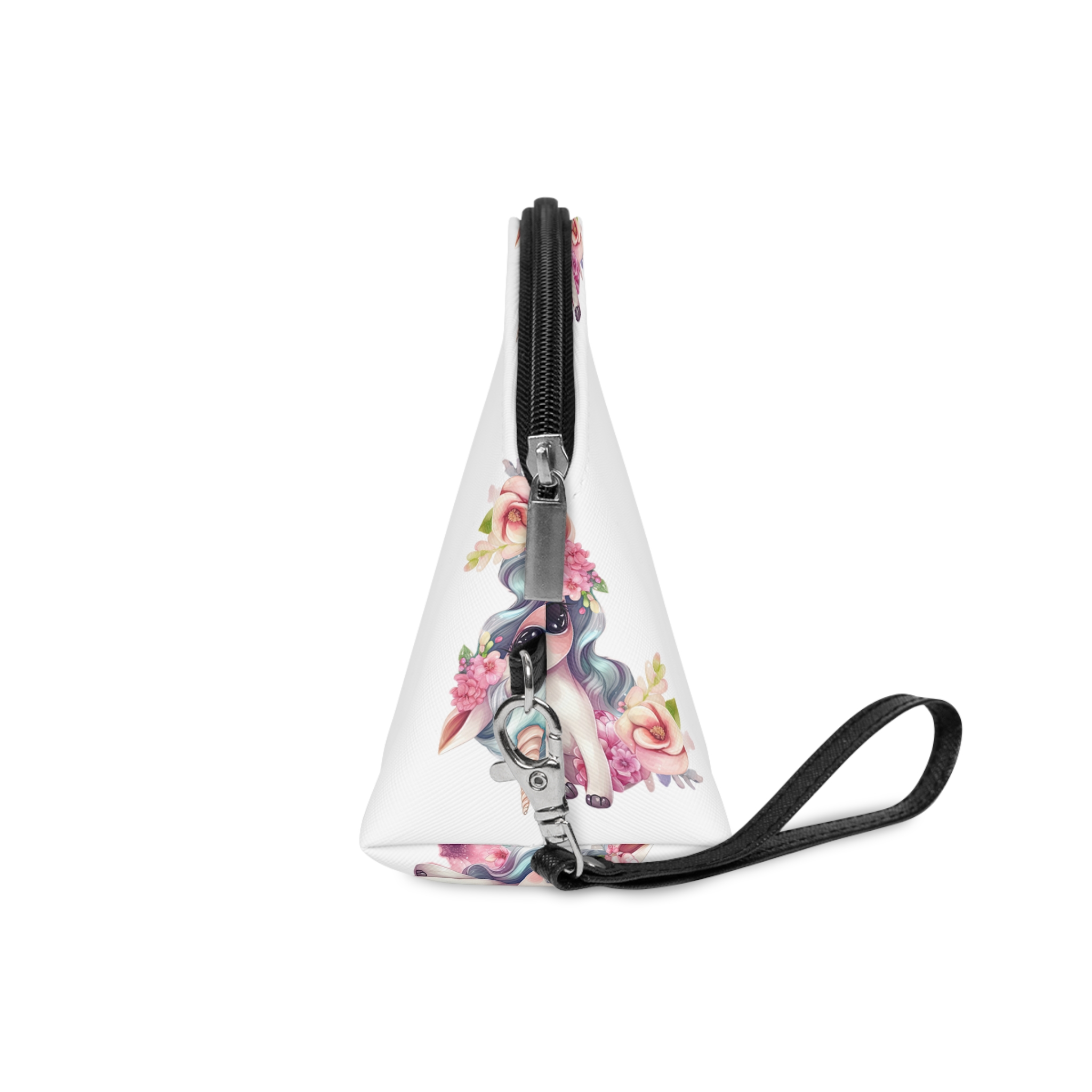 Unicorn With Flower Crown Its Head (1) Makeup Bag - Image 3