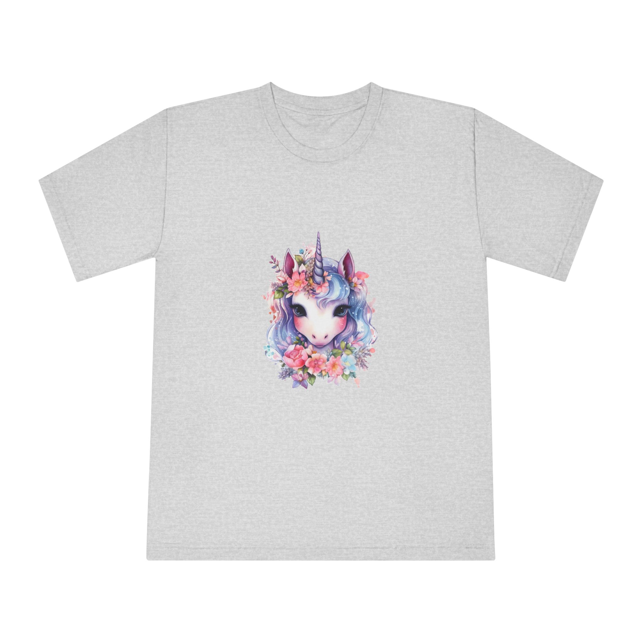 Cute Colorful Magic Unicorn With Flowers Watercolor Style (1) Copy Unisex Classic Crewneck T Shirt - Image 13