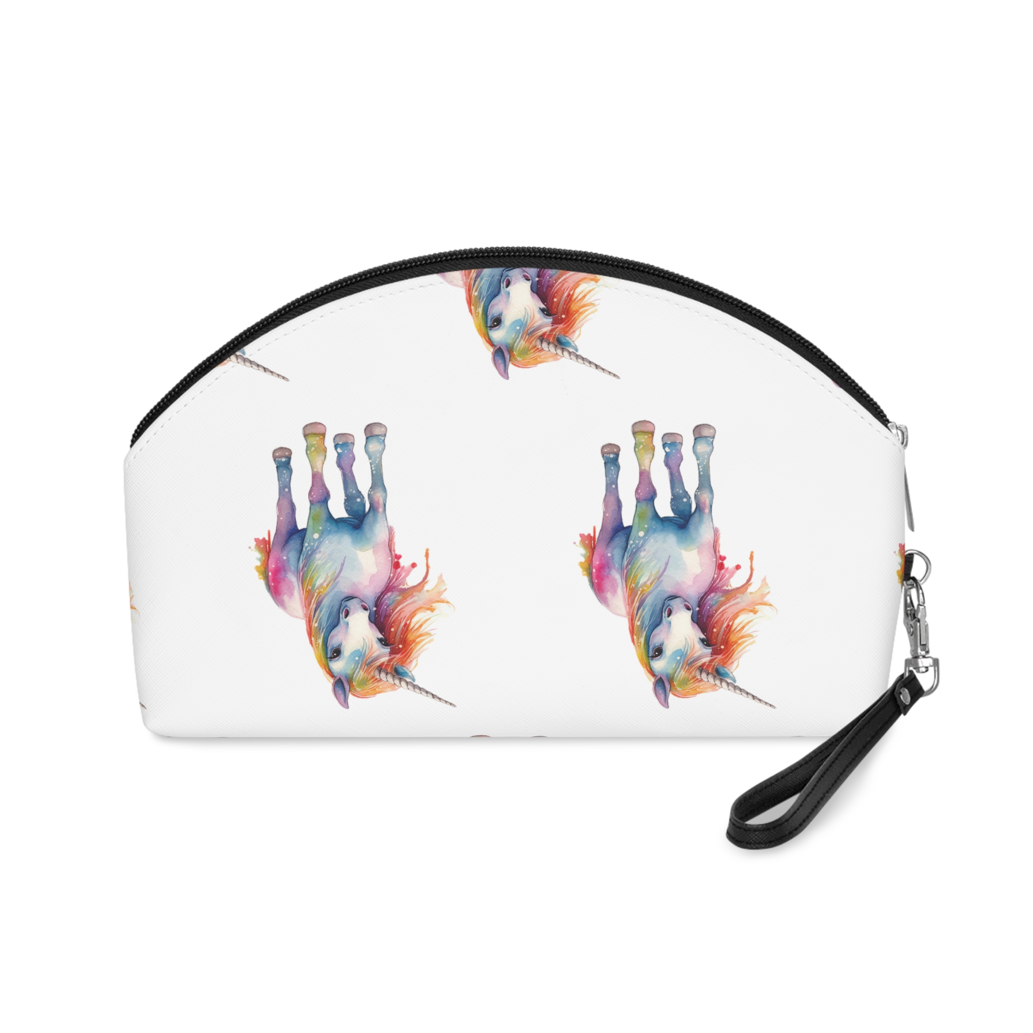 Painting Unicorn With Colorful Mane Long Mane Generative Ai (5) Makeup Bag - Image 2