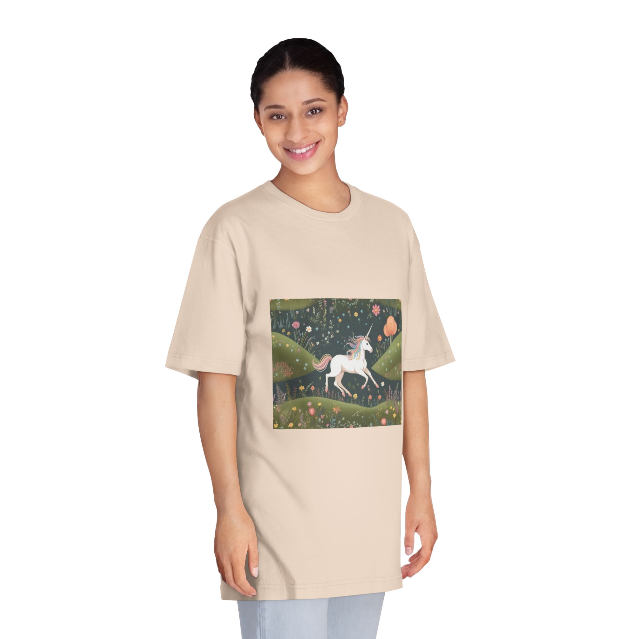 Beautiful Unicorn Running Magical Meadow Unicorn Background Images Whimsical Unicorn (53) Unisex Classic Crewneck T Shirt - Image 11