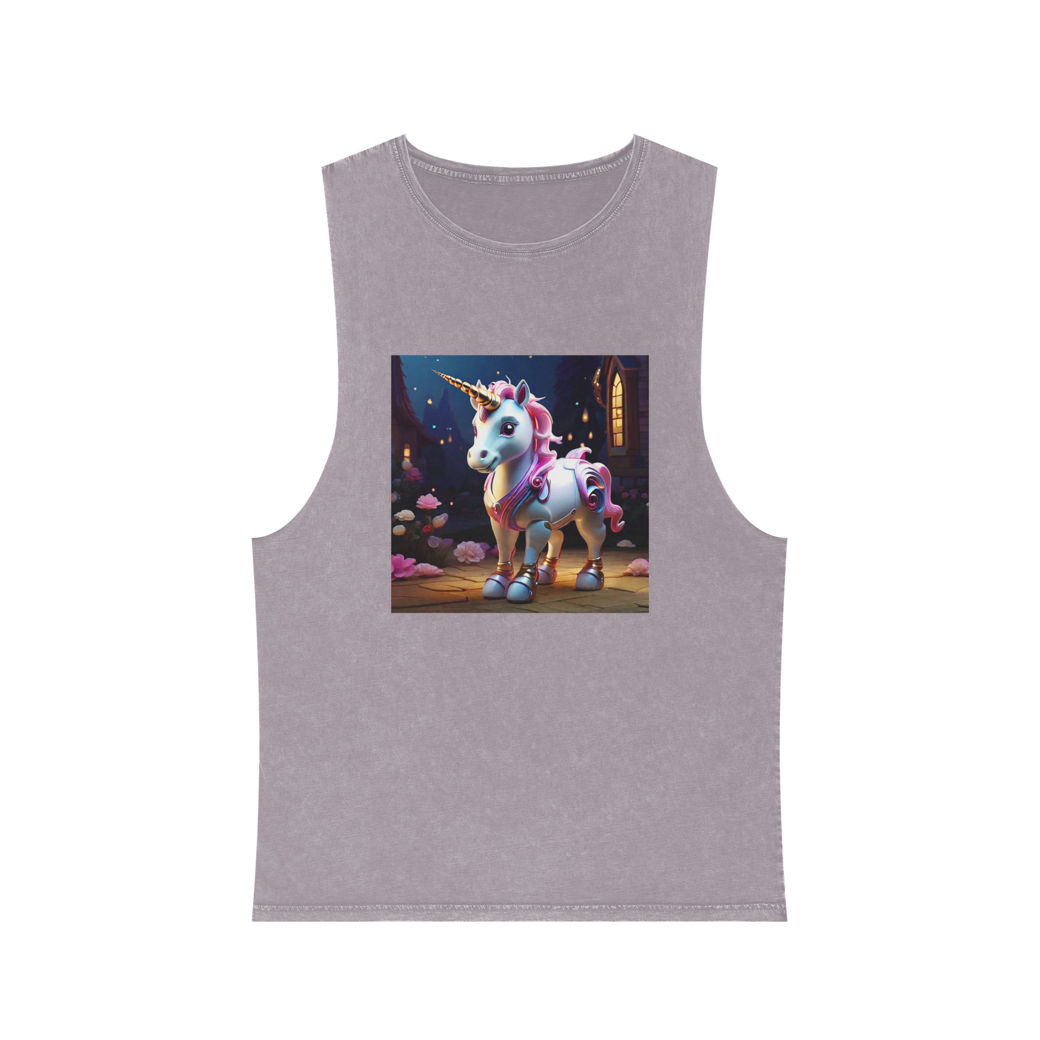 Animated Unicorn Children Generated By Ai (9) Unisex Stonewash Tank Top - Image 17