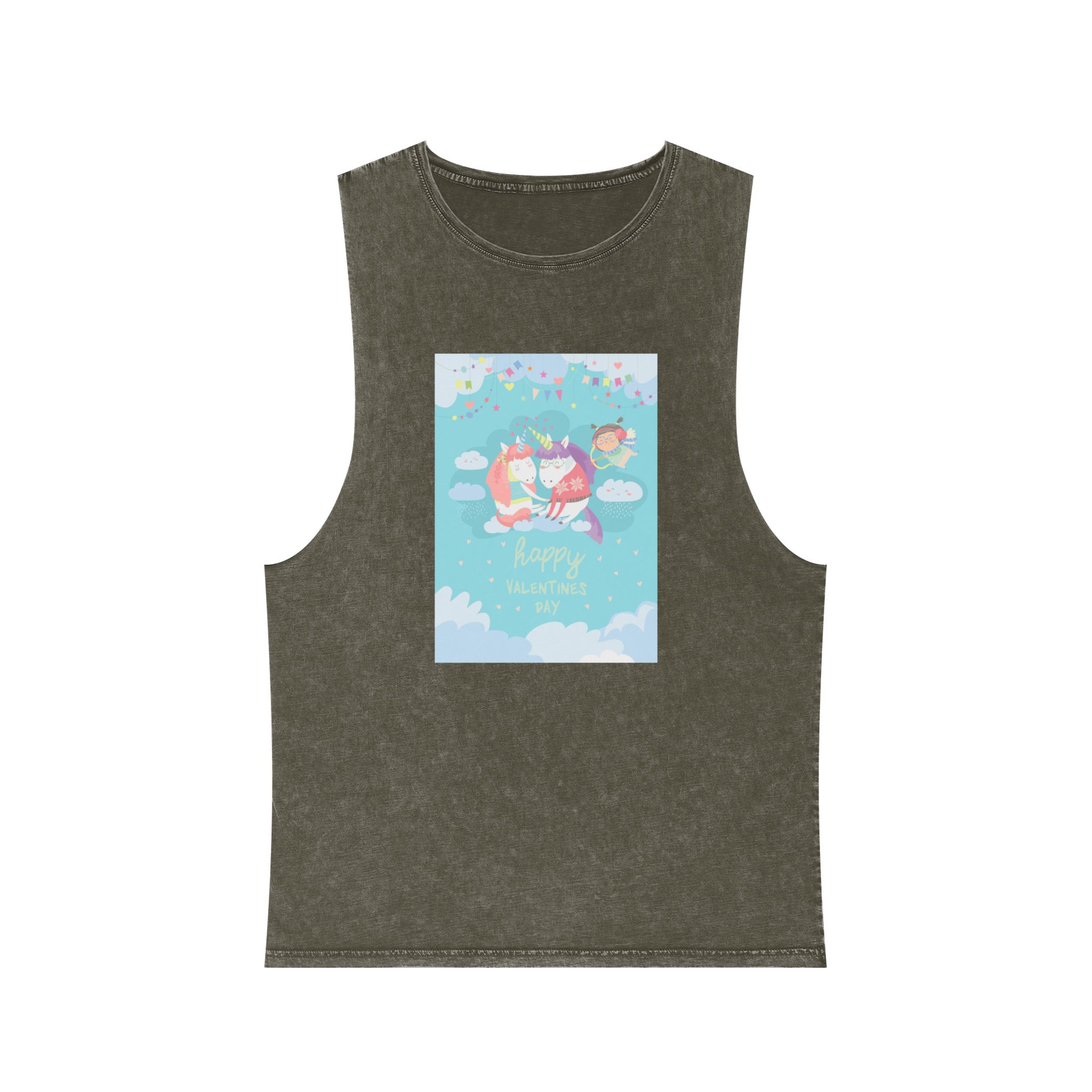 Cute Card With Fairy Unicorns Love Unisex Stonewash Tank Top - Image 5