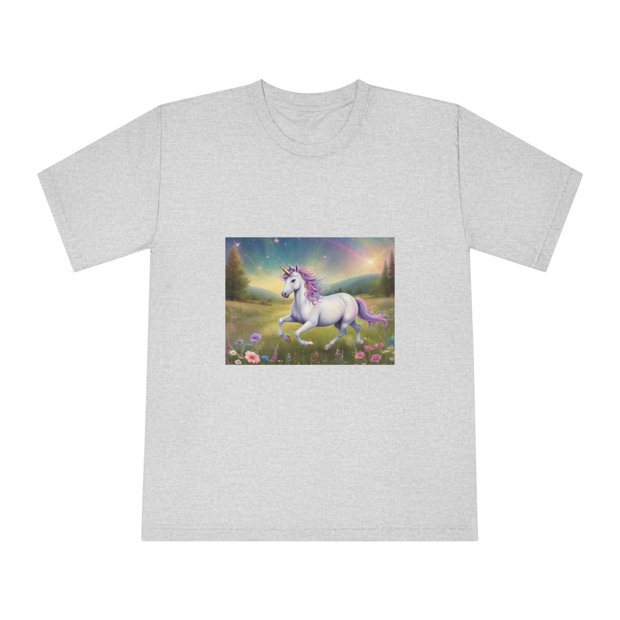 Beautiful Unicorn Running Magical Meadow Unicorn Background Images Whimsical Unicorn (7) Unisex Classic Crewneck T Shirt - Image 13