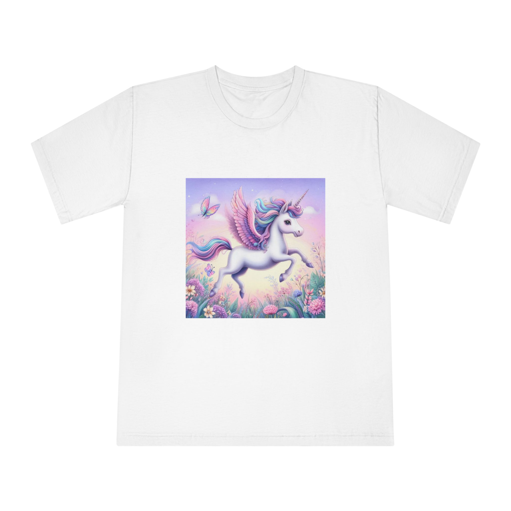 Beautiful Unicorn Running Magical Meadow Unicorn Background Images Whimsical Unicorn (41) Unisex Classic Crewneck T Shirt