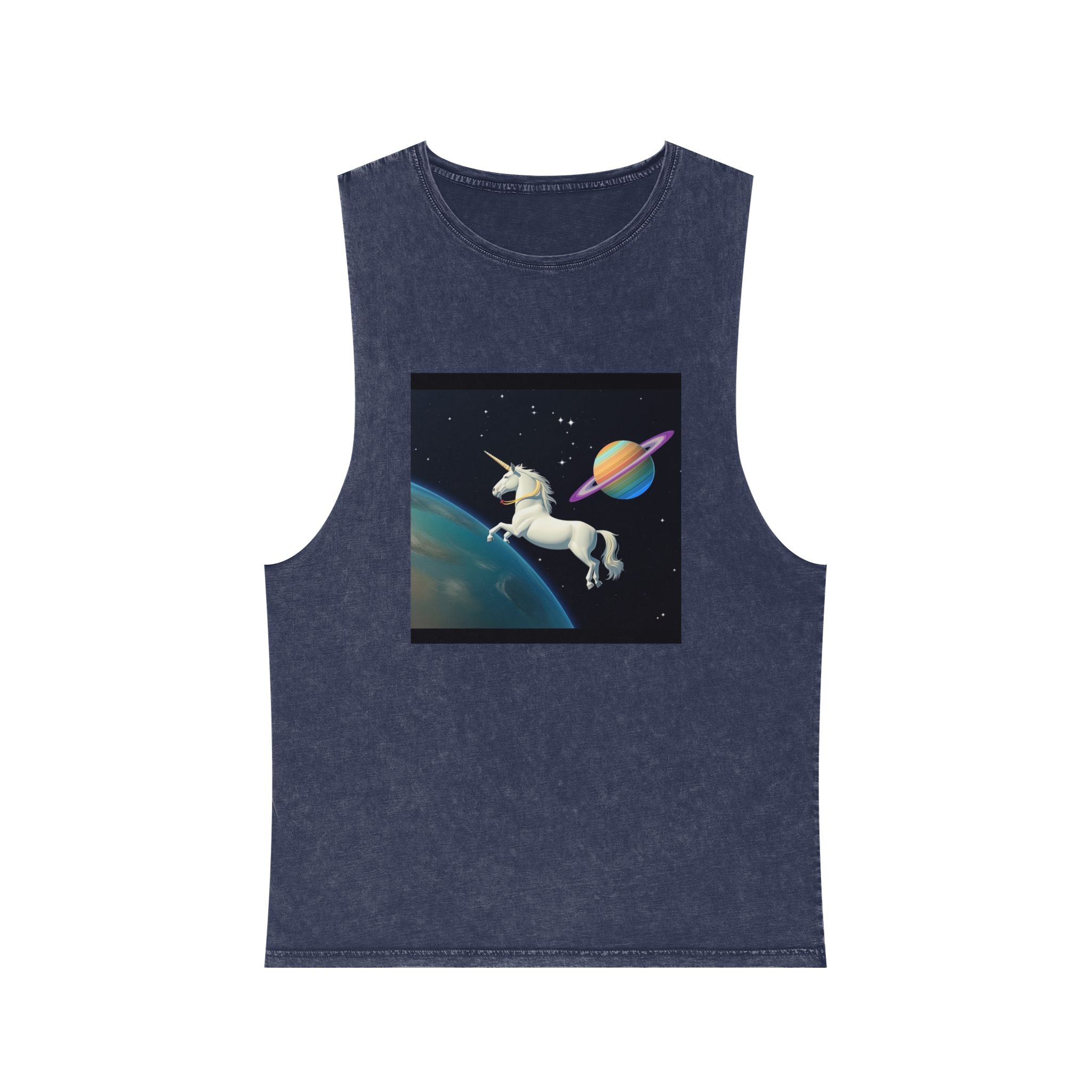 Picture White Unicorn With Rainbow It Unisex Stonewash Tank Top - Image 13