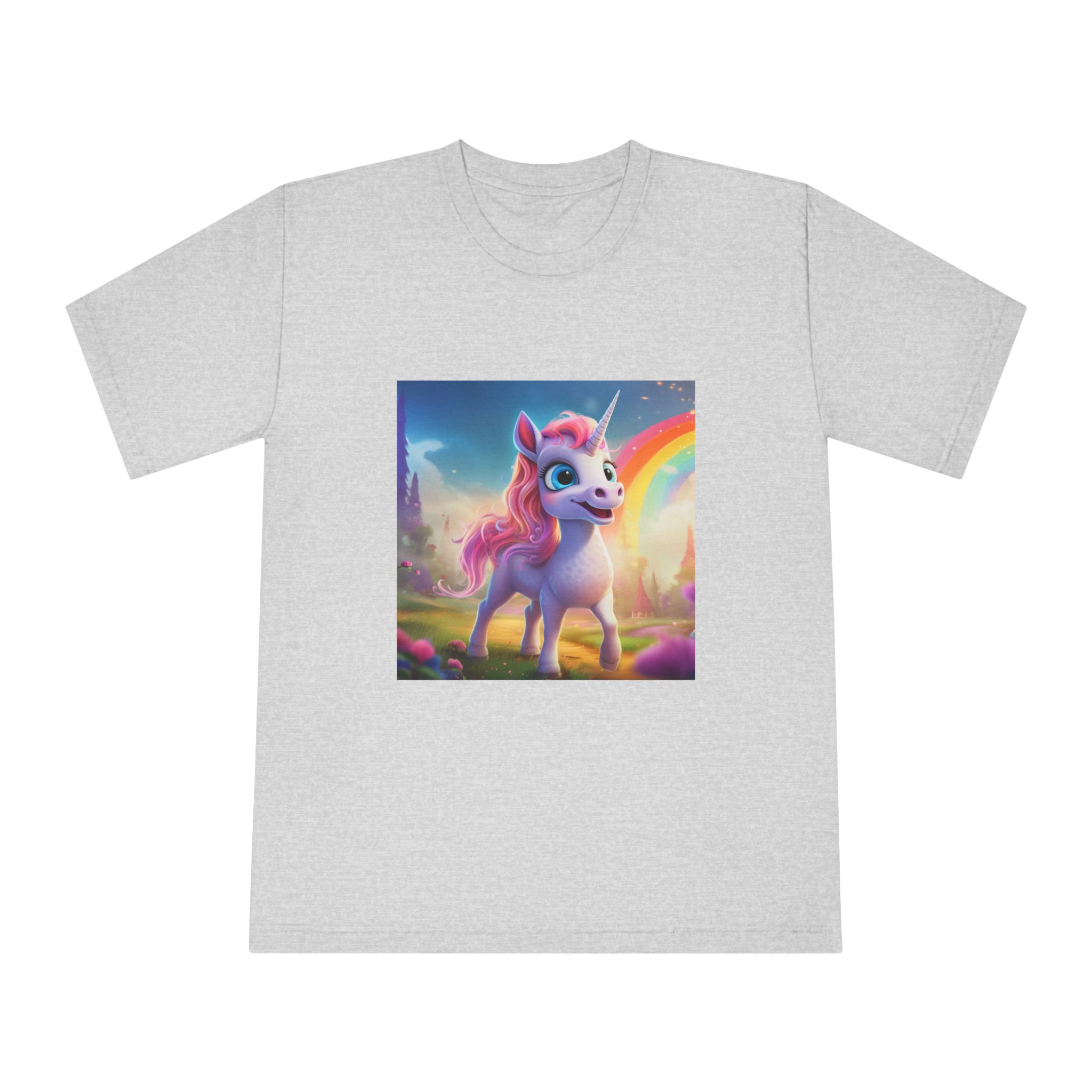 Unicorn With Pink Mane Blue Eyes Standing Field Generative Ai Unisex Classic Crewneck T Shirt - Image 13