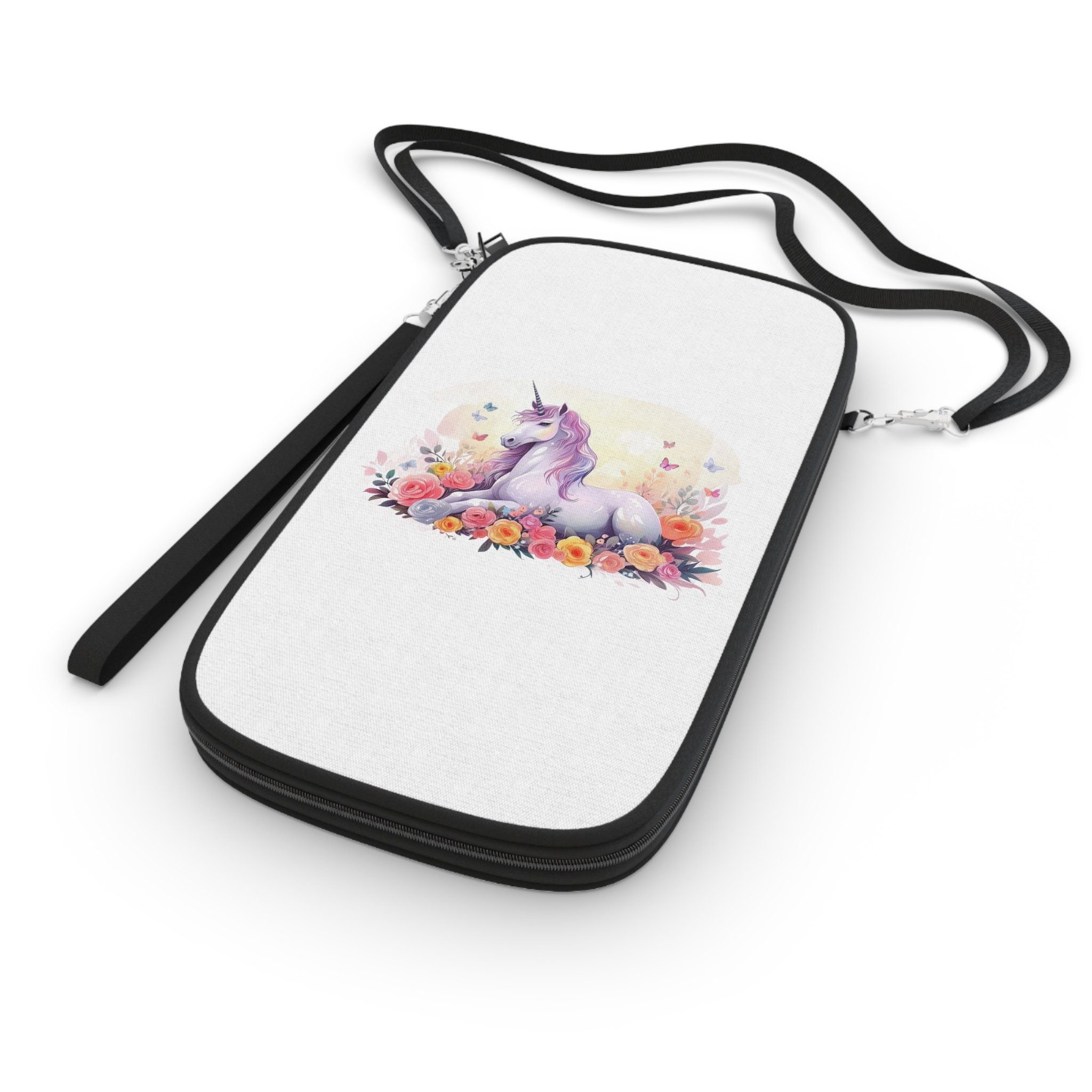 Illustration Little Unicorn Sits With Flowers Passport Wallet - Image 3