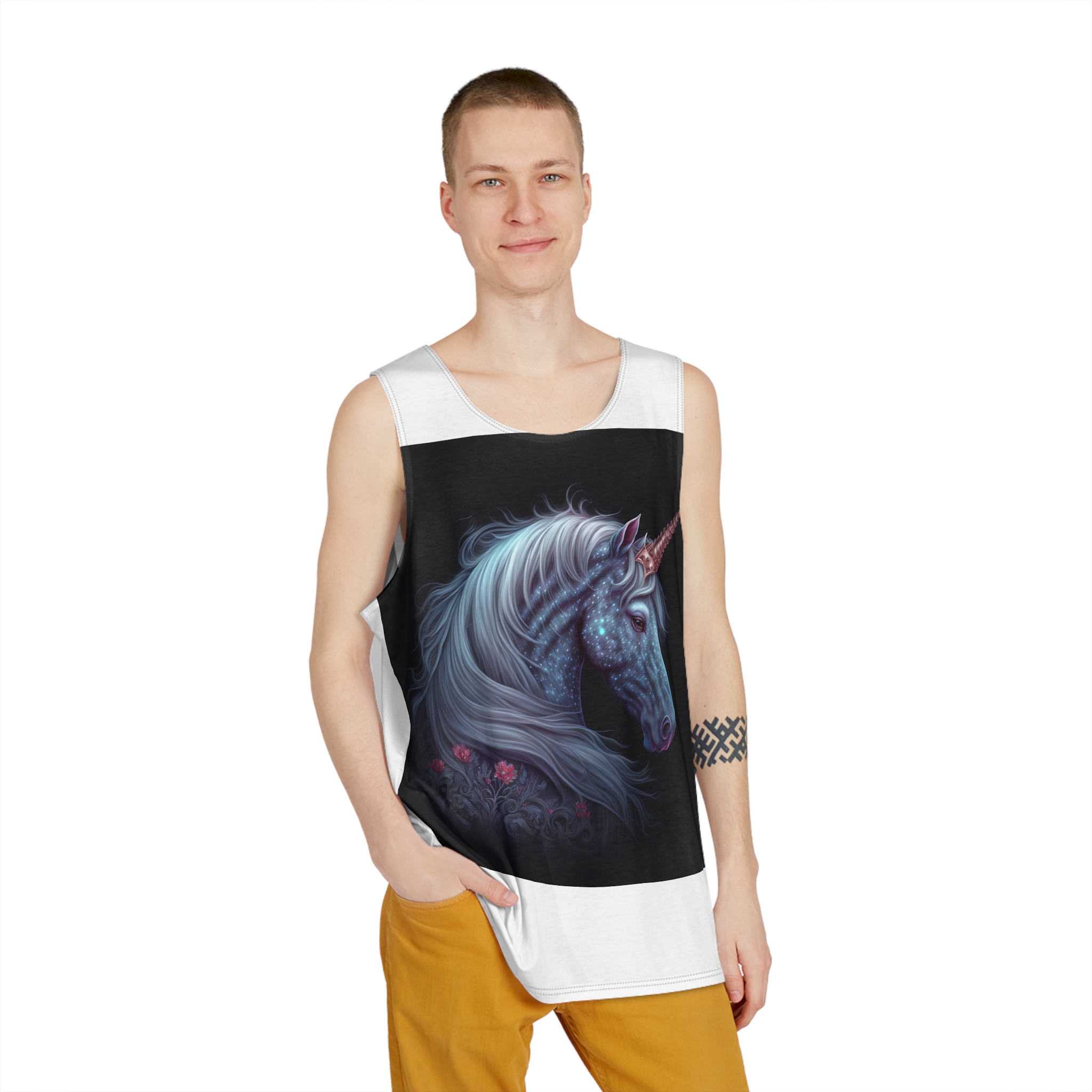 Adorable Colorful Unicorn Mens Tank Aop - Image 3