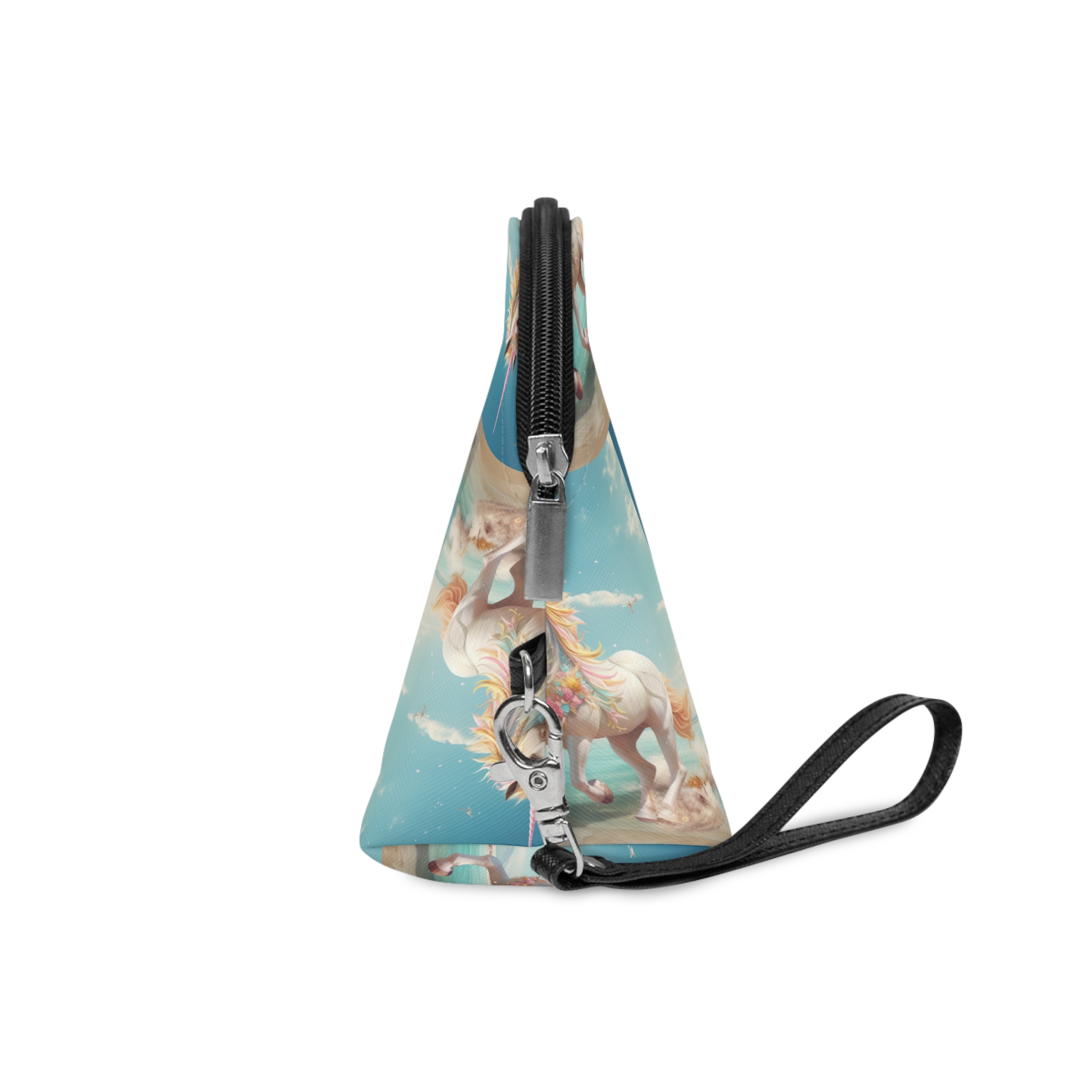 There Is Unicorn Running Beach With Castle Background Generative Ai Makeup Bag - Image 3