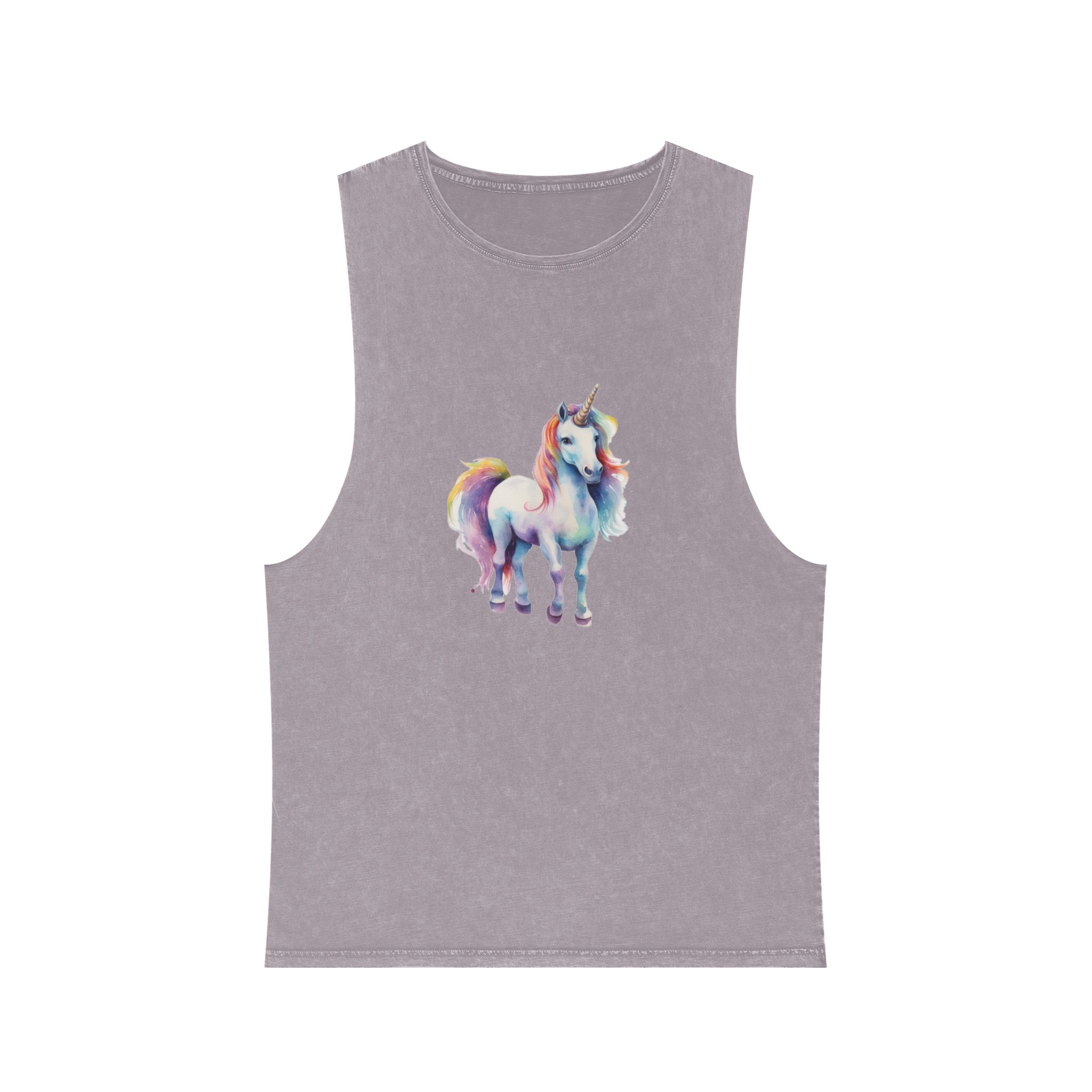Painting Unicorn With Colorful Mane Long Mane Generative Ai Unisex Stonewash Tank Top - Image 17