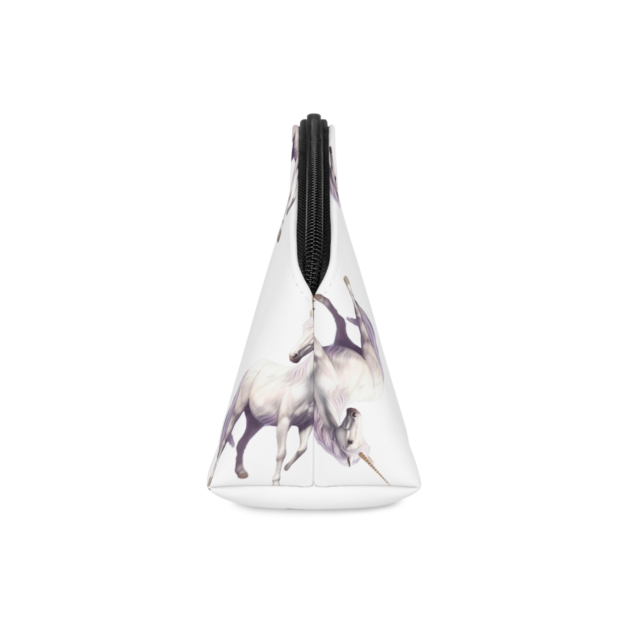 Unicorn Standing Field Flowers With Mountains Background Generative Ai Makeup Bag - Image 4