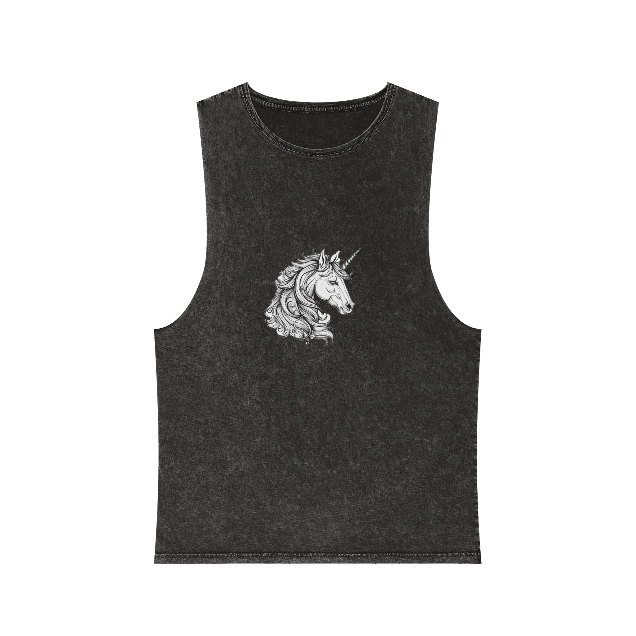 Cute Unicorn Animation Line Drawing Black White Create Greeting Cards Coloring Books Po Copy Unisex Stonewash Tank Top