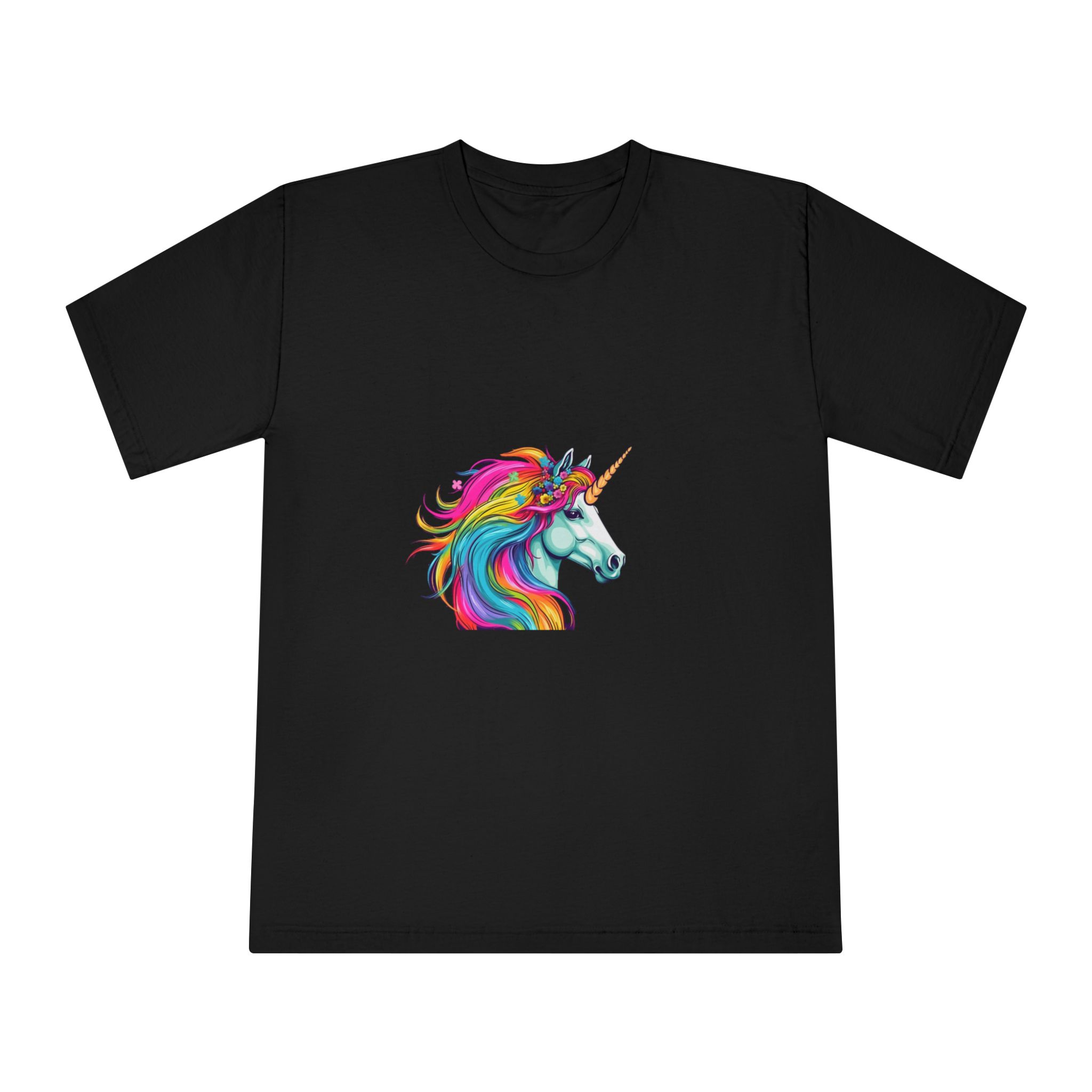 Unicorn With Rainbow Mane Flowers It Unisex Classic Crewneck T Shirt - Image 5