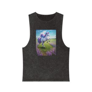 Beautiful Unicorn Running Magical Meadow Unicorn Background Images Whimsical Unicorn (72) Unisex Stonewash Tank Top