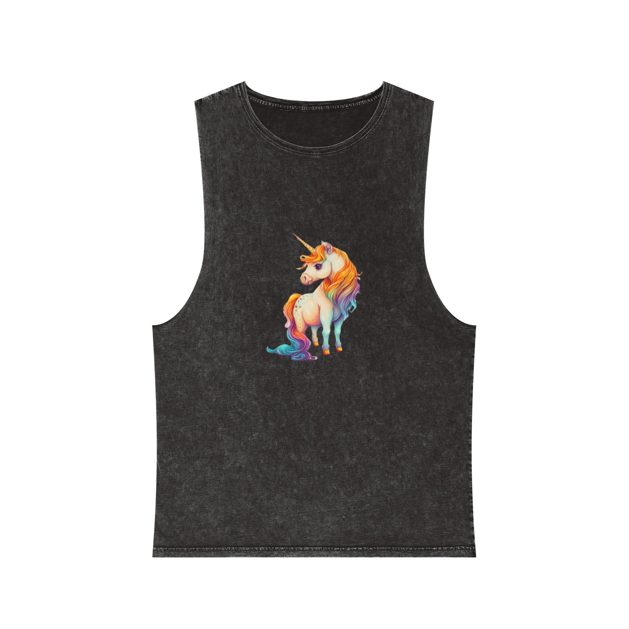 Cute Adorable Lovely Unicorn Colorful With Gradients Background Unisex Stonewash Tank Top