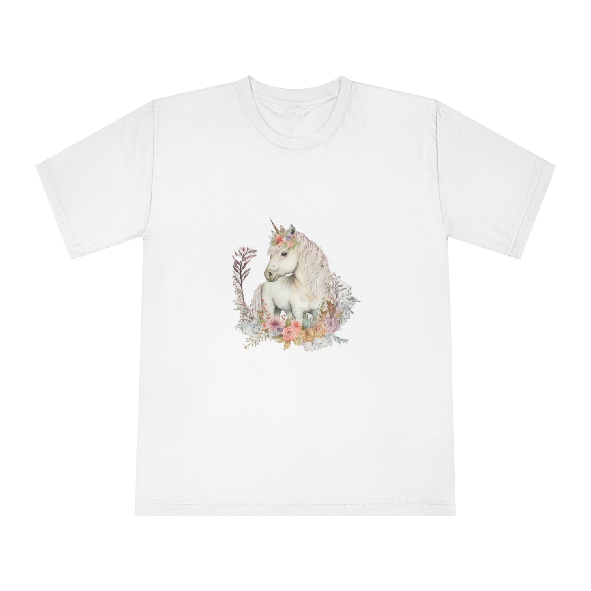 Watercolor Forest Cartoon Isolated Cute Baby Unicorn Animal Illustration Ai Generative Unisex Classic Crewneck T Shirt