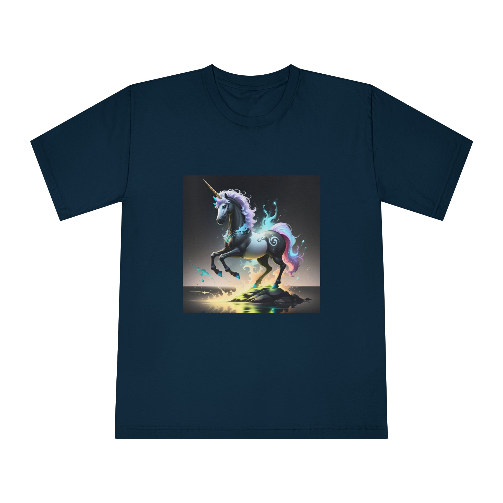 Black Unicorn With Fluorescent Liquids Unisex Classic Crewneck T Shirt - Image 17